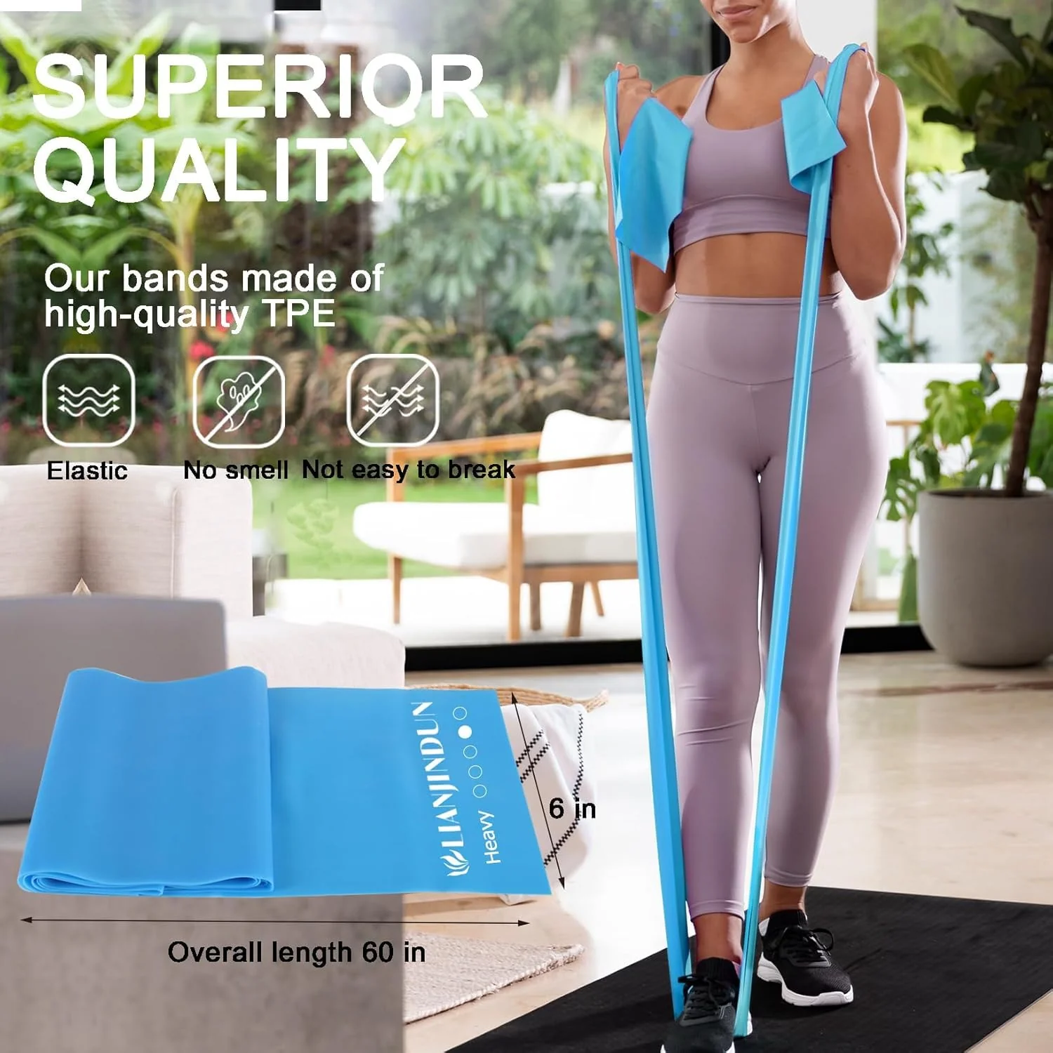 Lianjindun 5 Pcs Professional Resistance Bands. Latex-Free, Elastic Band, Work Out Bands, Stretch Bands for Working Out Women or Men, Exercise Bands Set for Physical Therapy, Pilates, Yoga - Image 4