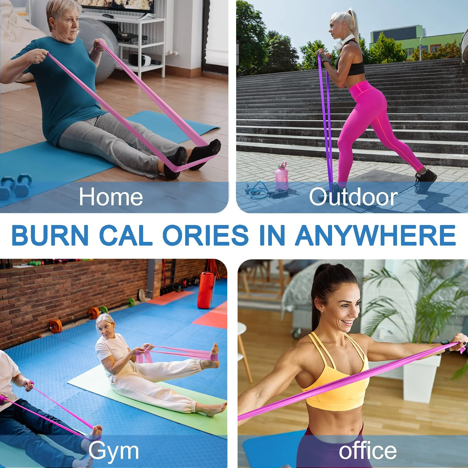 Lianjindun 5 Pcs Professional Resistance Bands. Latex-Free, Elastic Band, Work Out Bands, Stretch Bands for Working Out Women or Men, Exercise Bands Set for Physical Therapy, Yoga, Pilates - Image 3