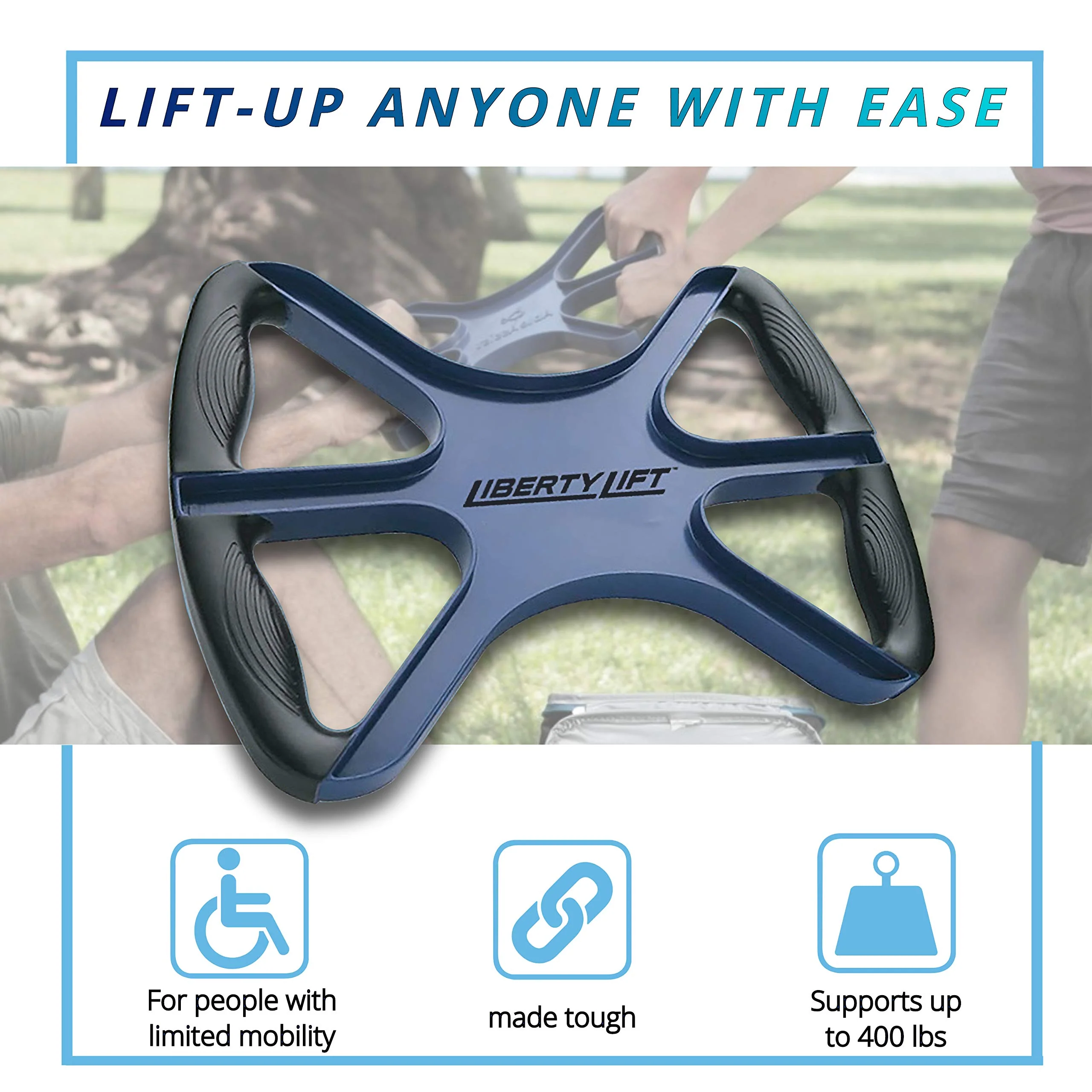 Liberty Lift 15" Standing Aid and Handicap Bar with No-Slip Grip Handles 400 Lbs Weight Capacity, Portable Mobility Medical Support for Elderly Senior Patients As Seen On TV - Image 4