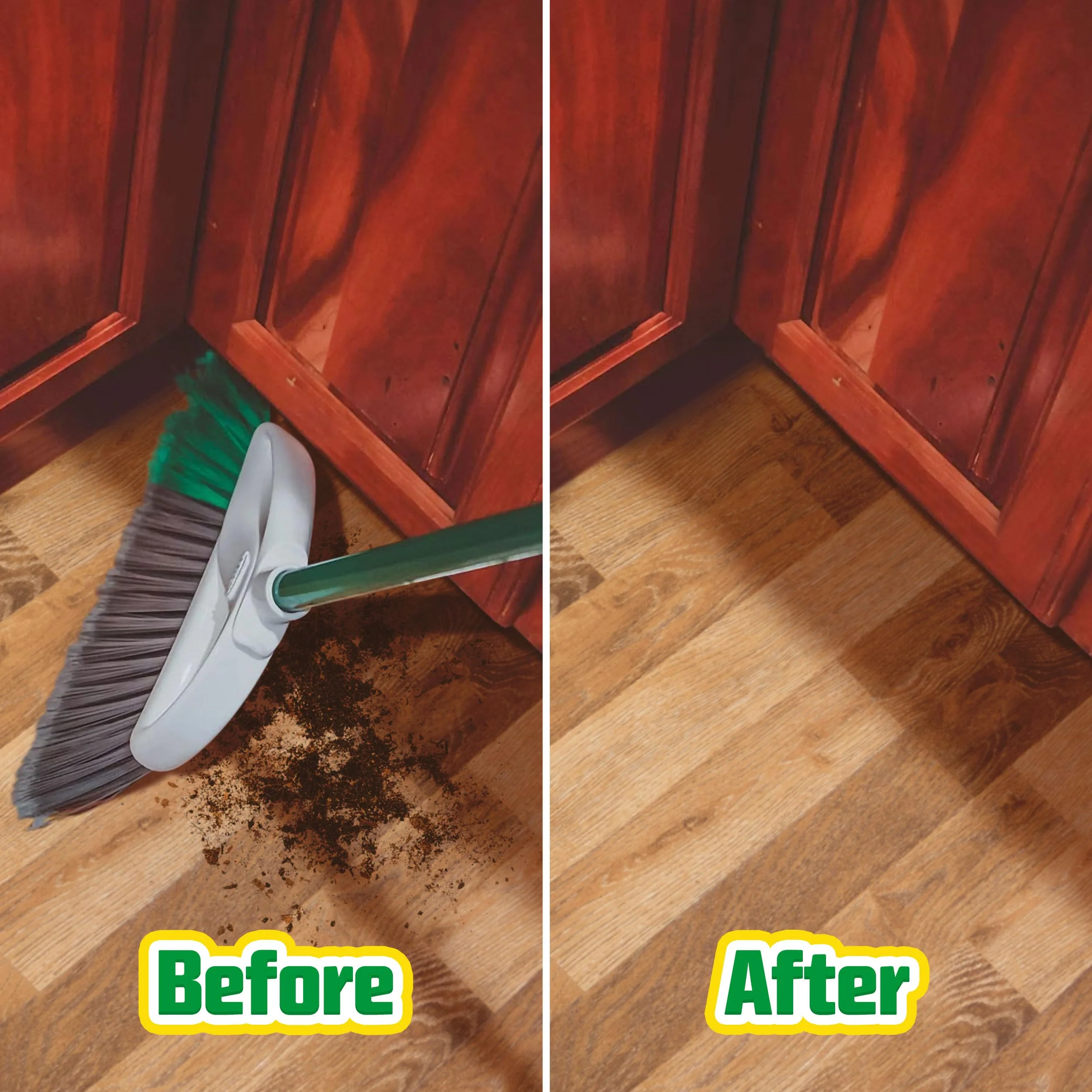 Libman FlexTech Broom with Dustpan Combo Set for Sweeping Indoor and Outdoor Floors, Pet, Dog Hair Broom, 55” Precision Angle Broom, 3 Piece Handle, 11" Wide, 10.25" Wide Dust Pan - Image 3