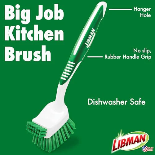 Libman Heavy Duty Scrub Brush Kit | Cleaning Brushes for Household Use | Tub Scrubber | Easy Grip Scrub Brush | Big Job Kitchen Brush | Dual Sided Tile & Grout Brush | 3 Different Brushes Included - Image 6
