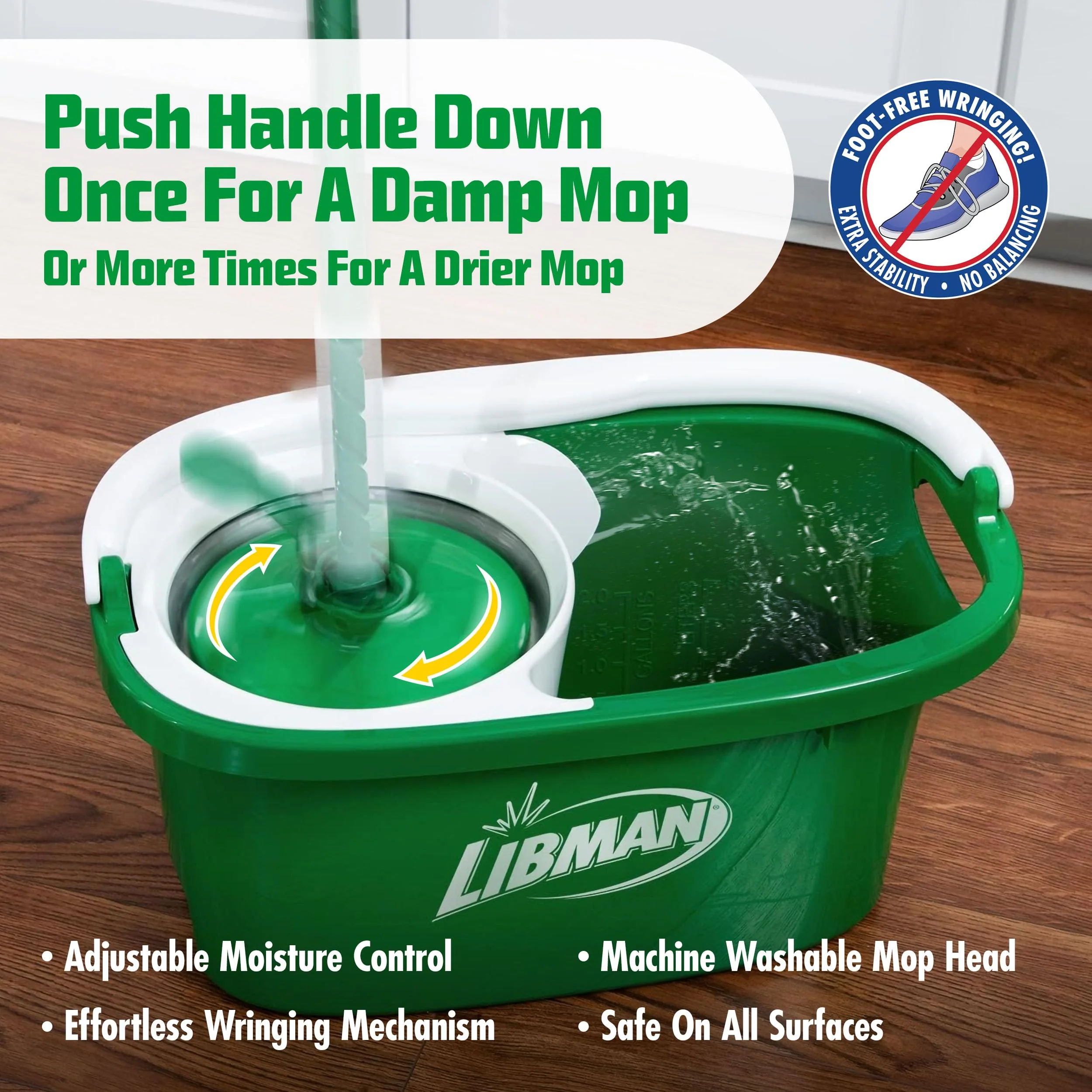 Libman Tornado Spin Mop System | Mop and Bucket with Wringer Set | Mops for Floor Cleaning | 1 Mop Head Included - Image 5