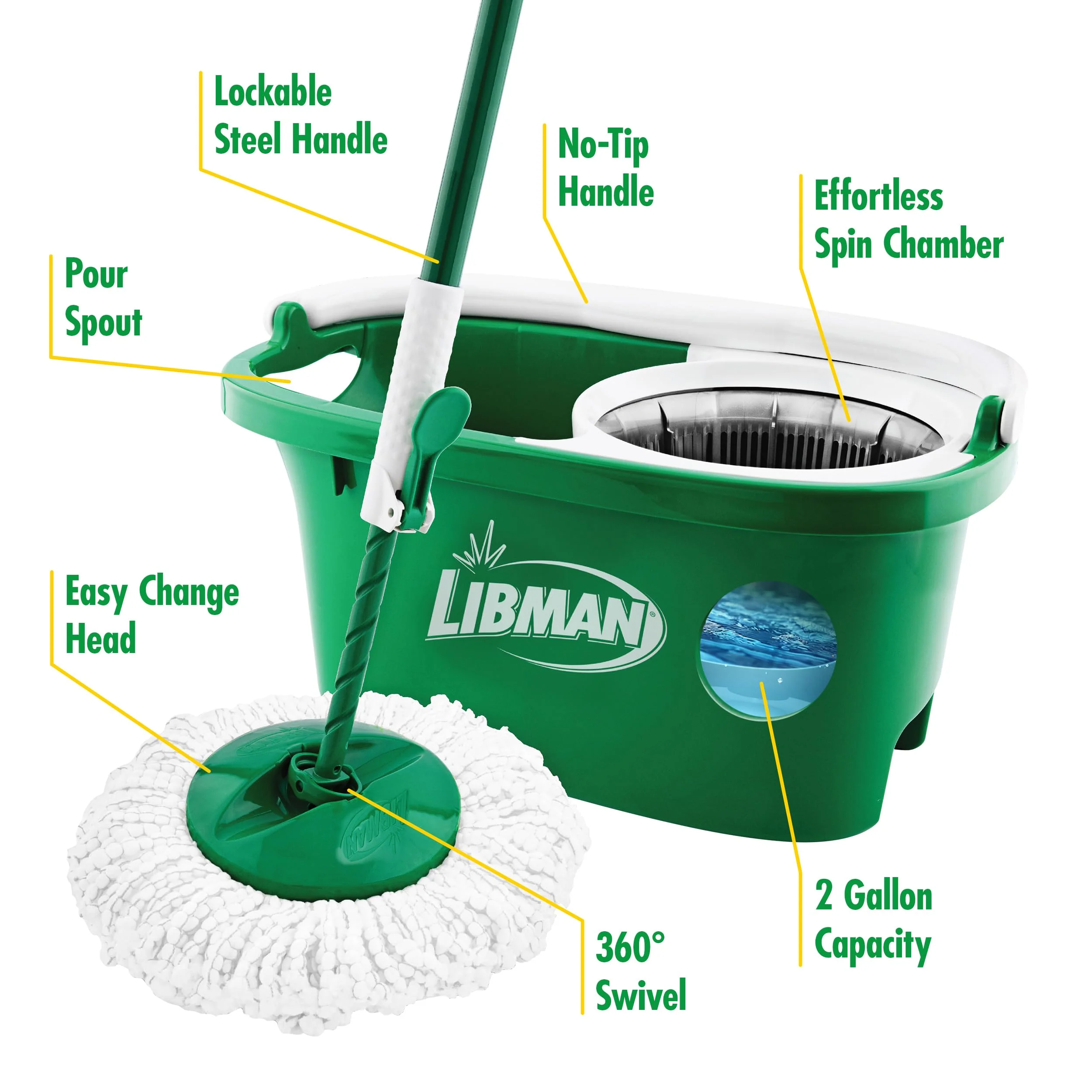 Libman Tornado Spin Mop System | Mop and Bucket with Wringer Set | Mops for Floor Cleaning | 1 Mop Head Included - Image 6