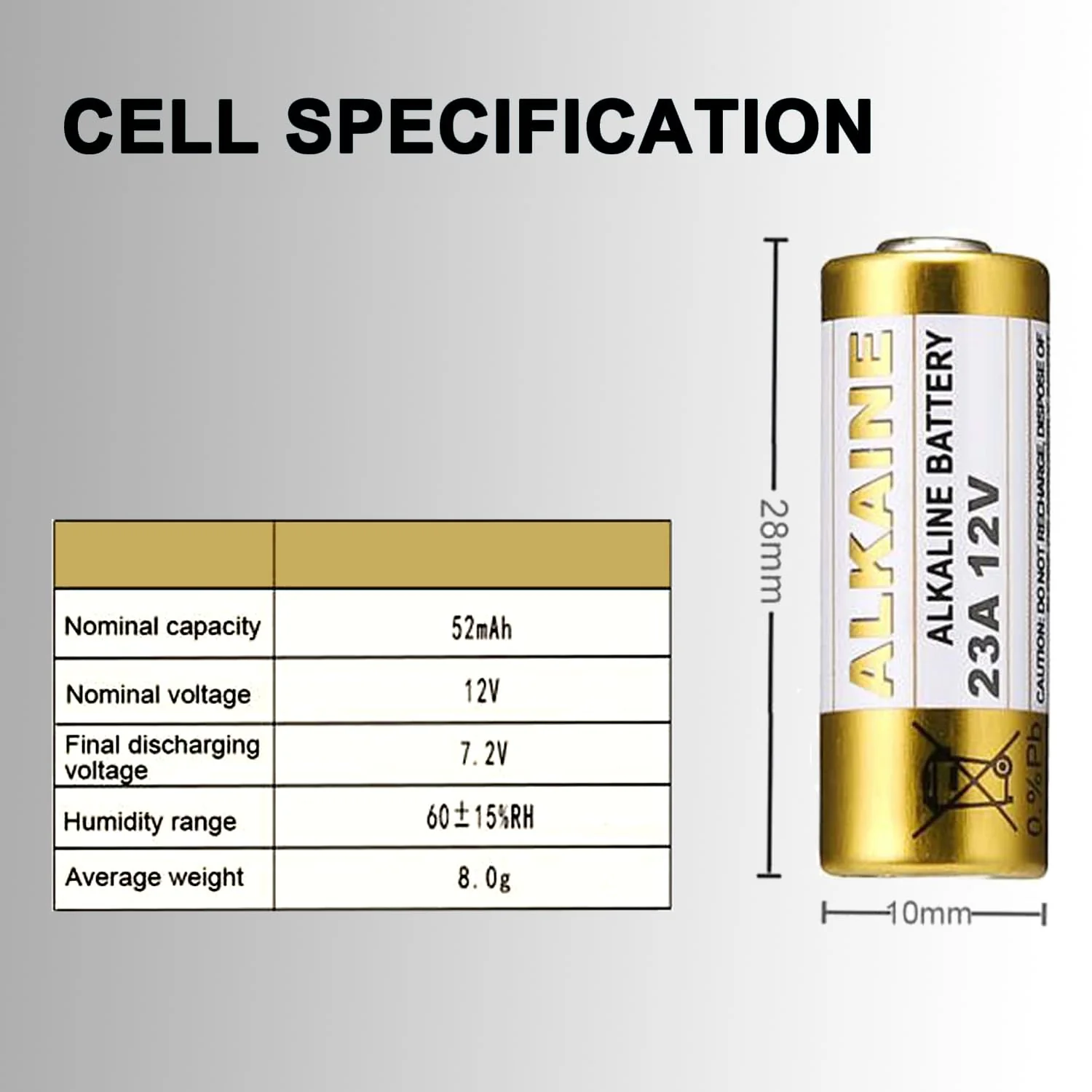 LiCB A23 23A 12V Alkaline Battery (10-Pack) - Image 2