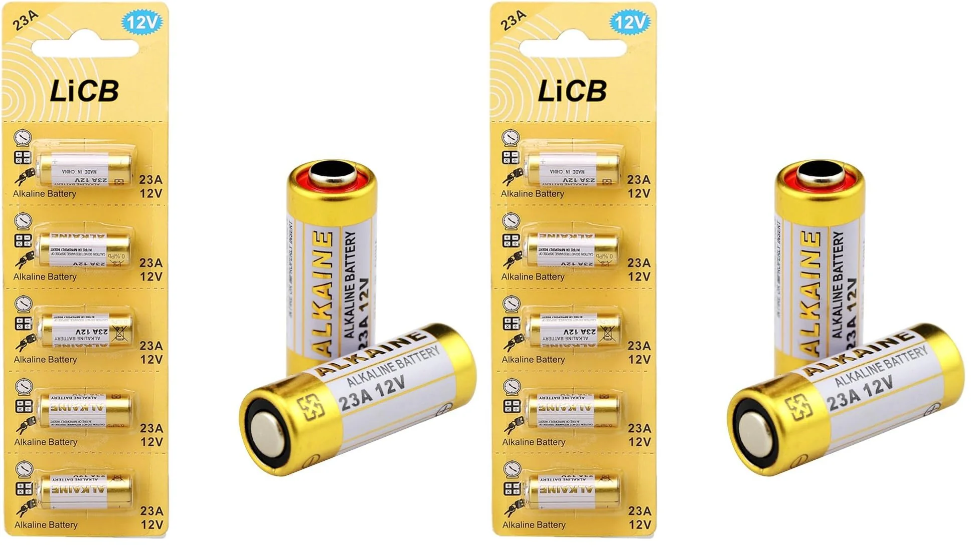 LiCB A23 23A 12V Alkaline Battery (10-Pack)