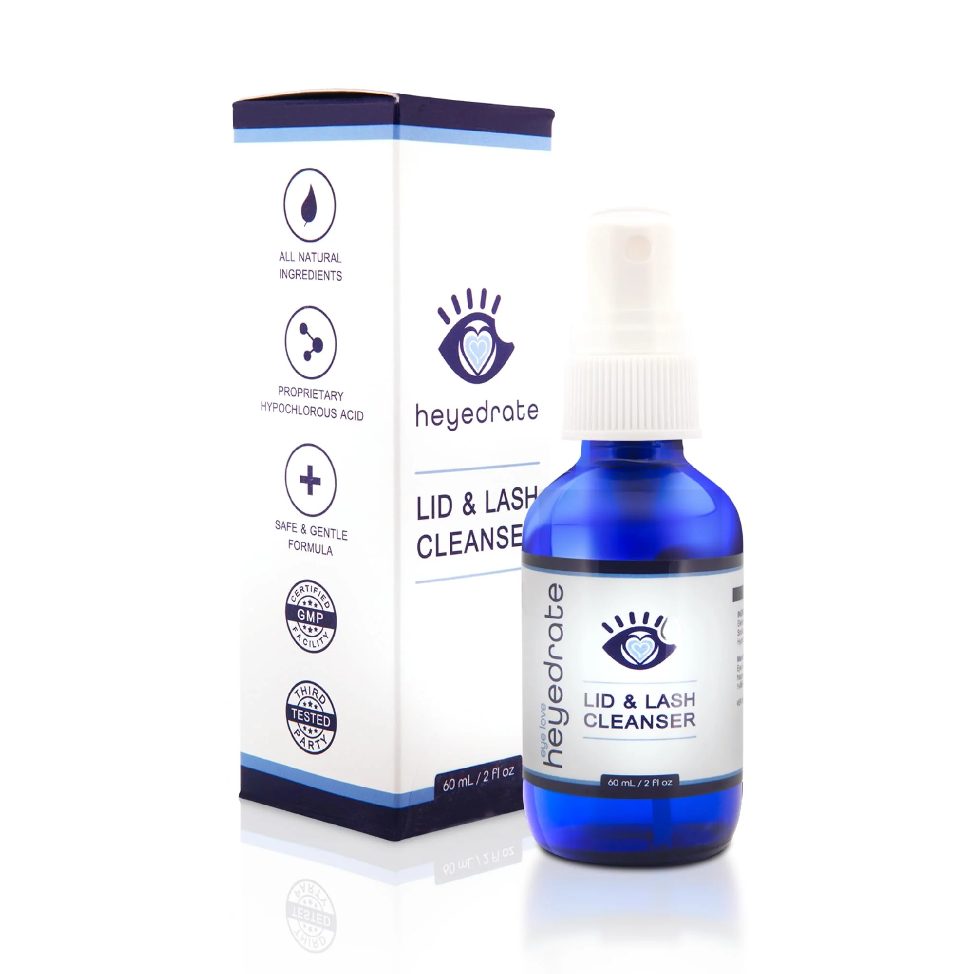 Lid and Lash Cleanser – 2oz Bottle – Pure Hypochlorous Acid Spray for Soothing Dry Eye Irritation – Daily Eyelid & Lash Cleanser