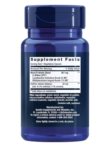 Life Extension FLORASSIST® Probiotic Mood Improve, probiotic and Saffron Blend enhances Mood and Mental Outlook, Non-GMO, Gluten-Free, 1 Daily, Vegetarian, 30 Capsules - Image 10