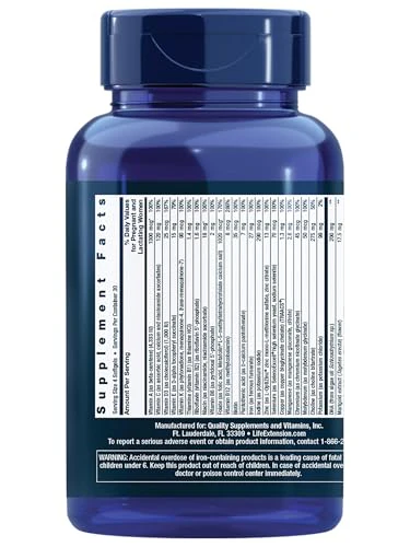 Life Extension Prenatal Advantage, Women’s multivitamin, Baby Support, folic Acid, Choline, omega-3s, Vitamin C, D3, B1, B6, B12, zinc, niacin, Gluten Free, Non-GMO, 120 softgels - Image 13