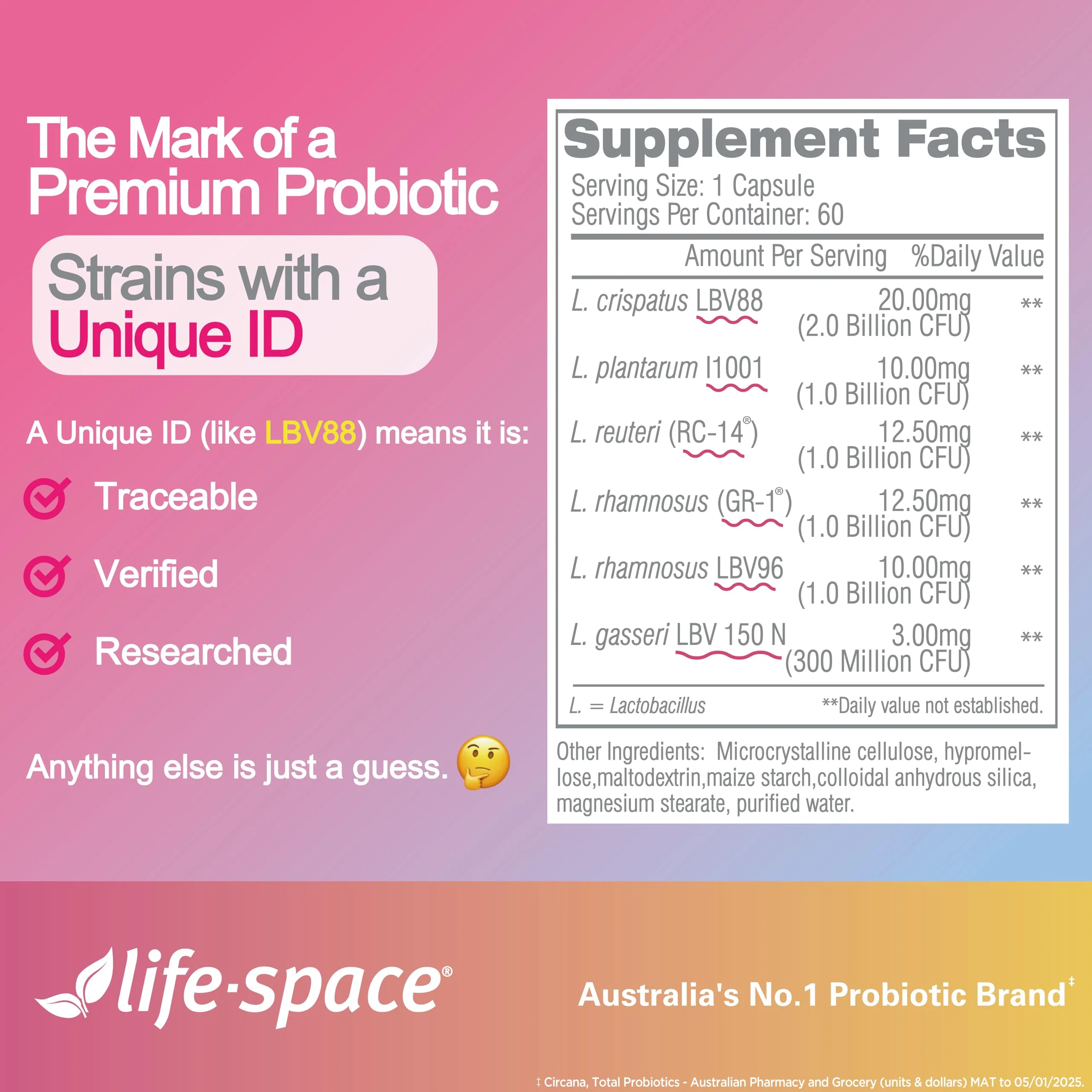 Life-Space Probiotic for Women, 2 Month Serving, Support Healthy Vaginal Microflora & Comfort, Daily Supplement for Women, pH Balance with Lactobacillus rhamnosus, 6.3 Billion CFU & 6 Strains, 60 ct - Image 3