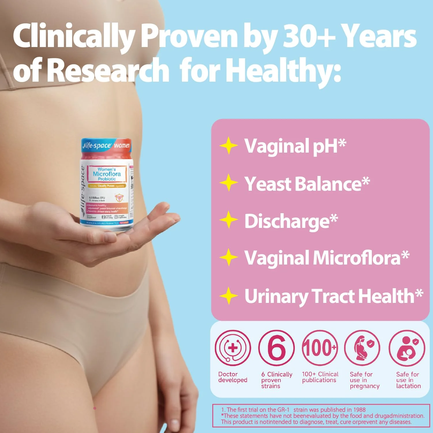 Life-Space Probiotic for Women, 2 Month Serving, Support Healthy Vaginal Microflora & Comfort, Daily Supplement for Women, pH Balance with Lactobacillus rhamnosus, 6.3 Billion CFU & 6 Strains, 60 ct - Image 9