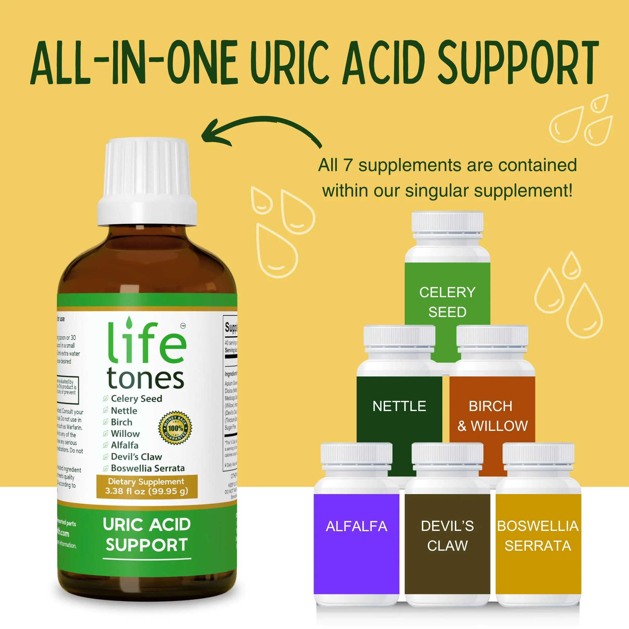 Life Tones Uric Acid Support - Joint Health for Men & Women - Liquid Uric Acid Cleanse for High Absorption - Herbal Cleanse Detox for Joint Comfort - Boost Flexibility - 3.38 fl oz - Image 6
