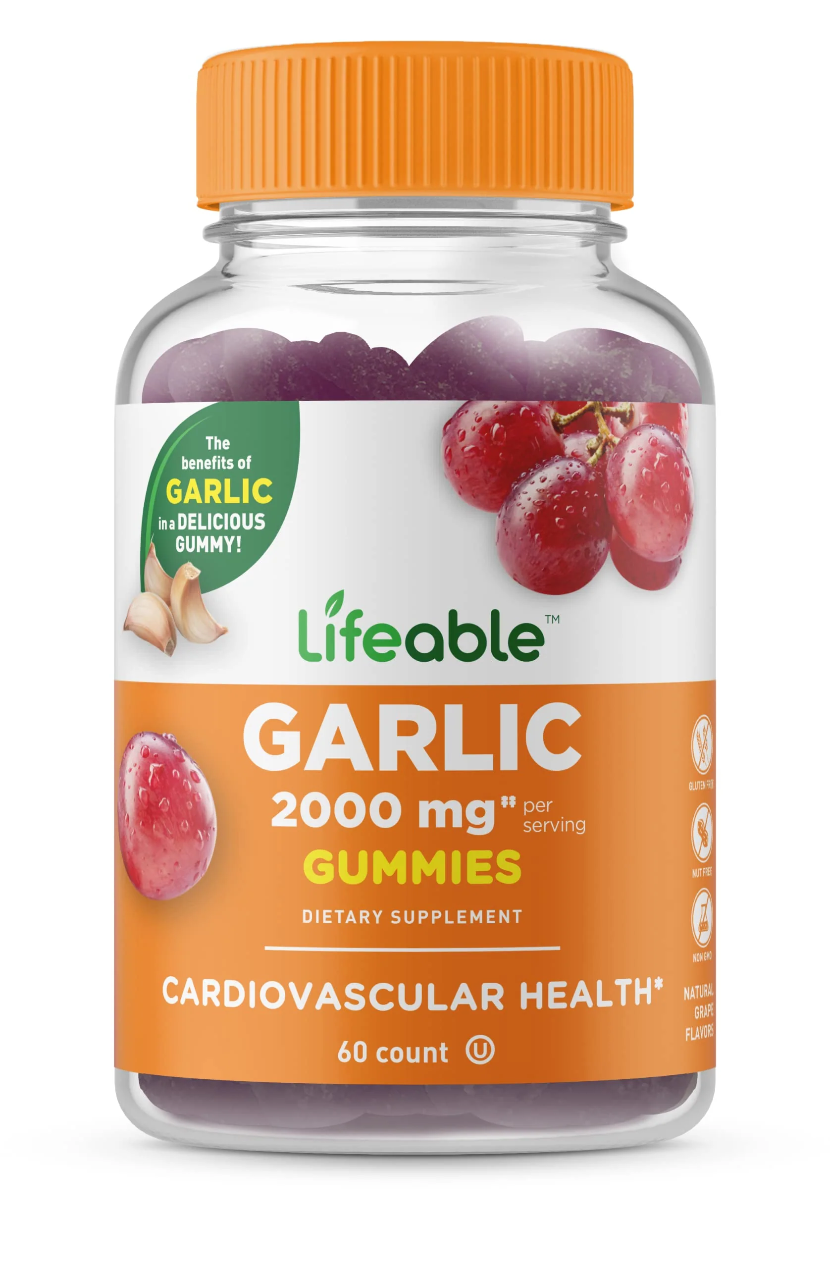 Lifeable Garlic Gummies - 2000 mg - Great Tasting Natural Flavor Gummy Vitamin Supplement - Gluten Free, Vegetarian, GMO Free Chewable - for Adults 90 Gummies - Image 2