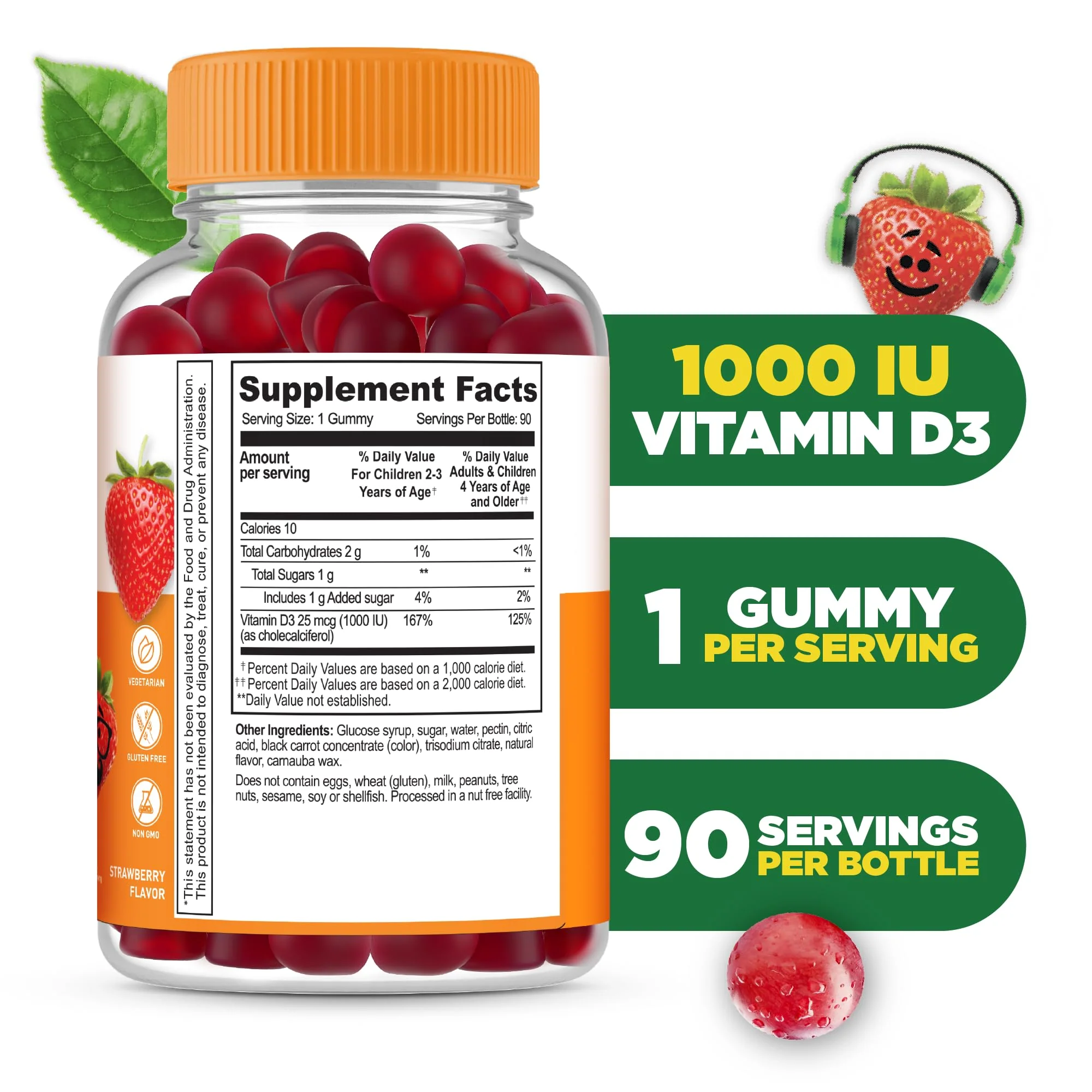 Lifeable Kids Vitamin D Gummies | Vitamin D3 1000iu | Great Tasting Vitamin D3 Gummies | D3 Vitamin for Strong Healthy Bones and Immune Support | Vitamin D for Kids, Boys, Girls | 90 Gummies - Image 7