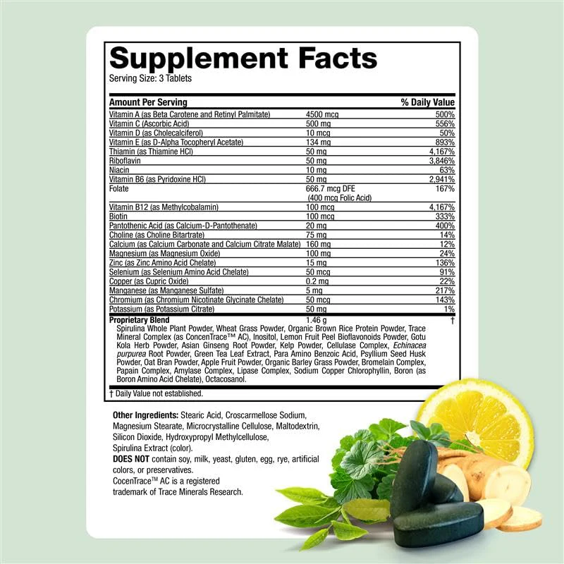 Life's Fortune Whole Food Multivitamin & Mineral Supplement for Men & Women – Energy Support Vitamins for Immune, Brain & Metabolism Support – Iron Free, 180 Vegetarian Tablets - Image 3