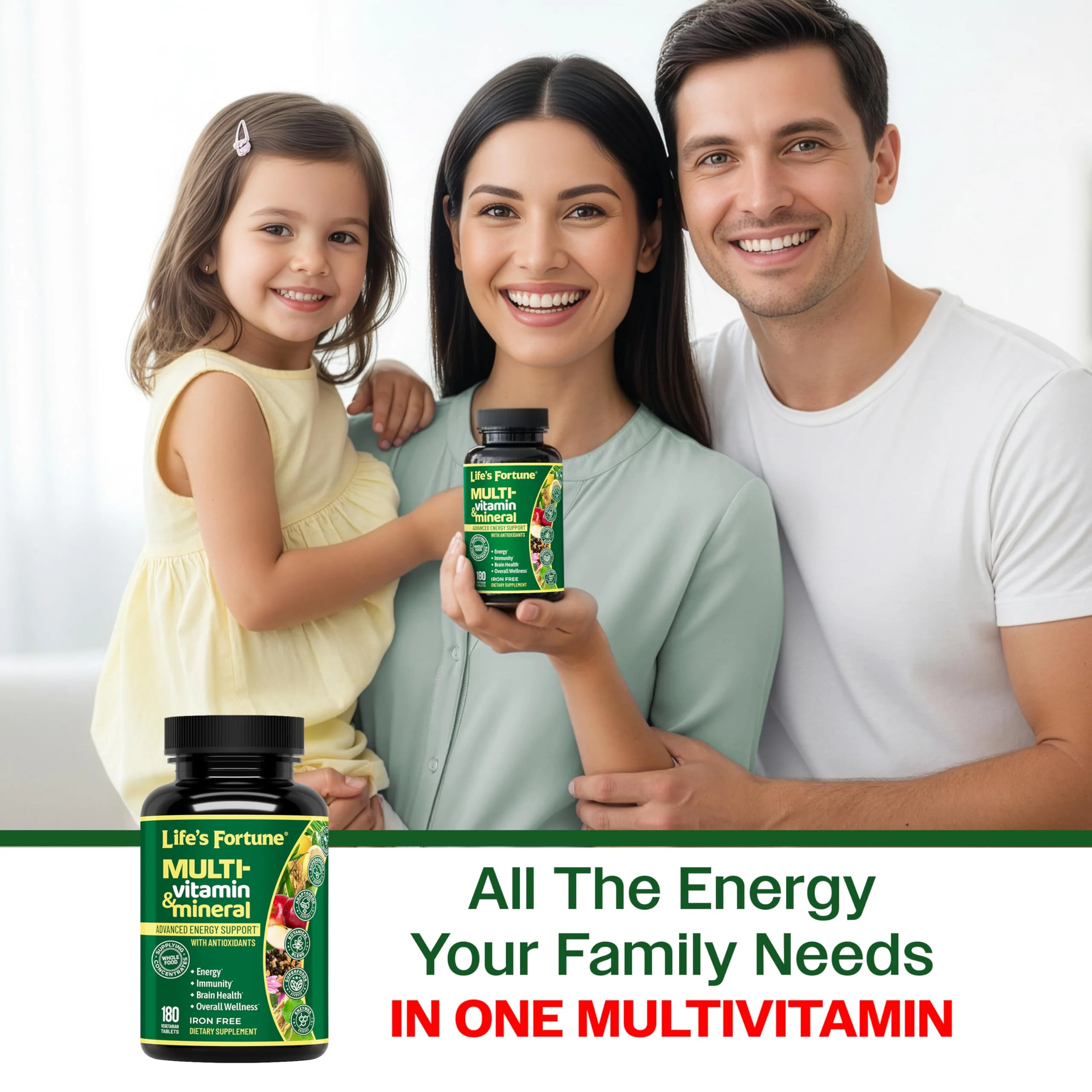 Life's Fortune Whole Food Multivitamin & Mineral Supplement for Men & Women – Energy Support Vitamins for Immune, Brain & Metabolism Support – Iron Free, 180 Vegetarian Tablets - Image 4
