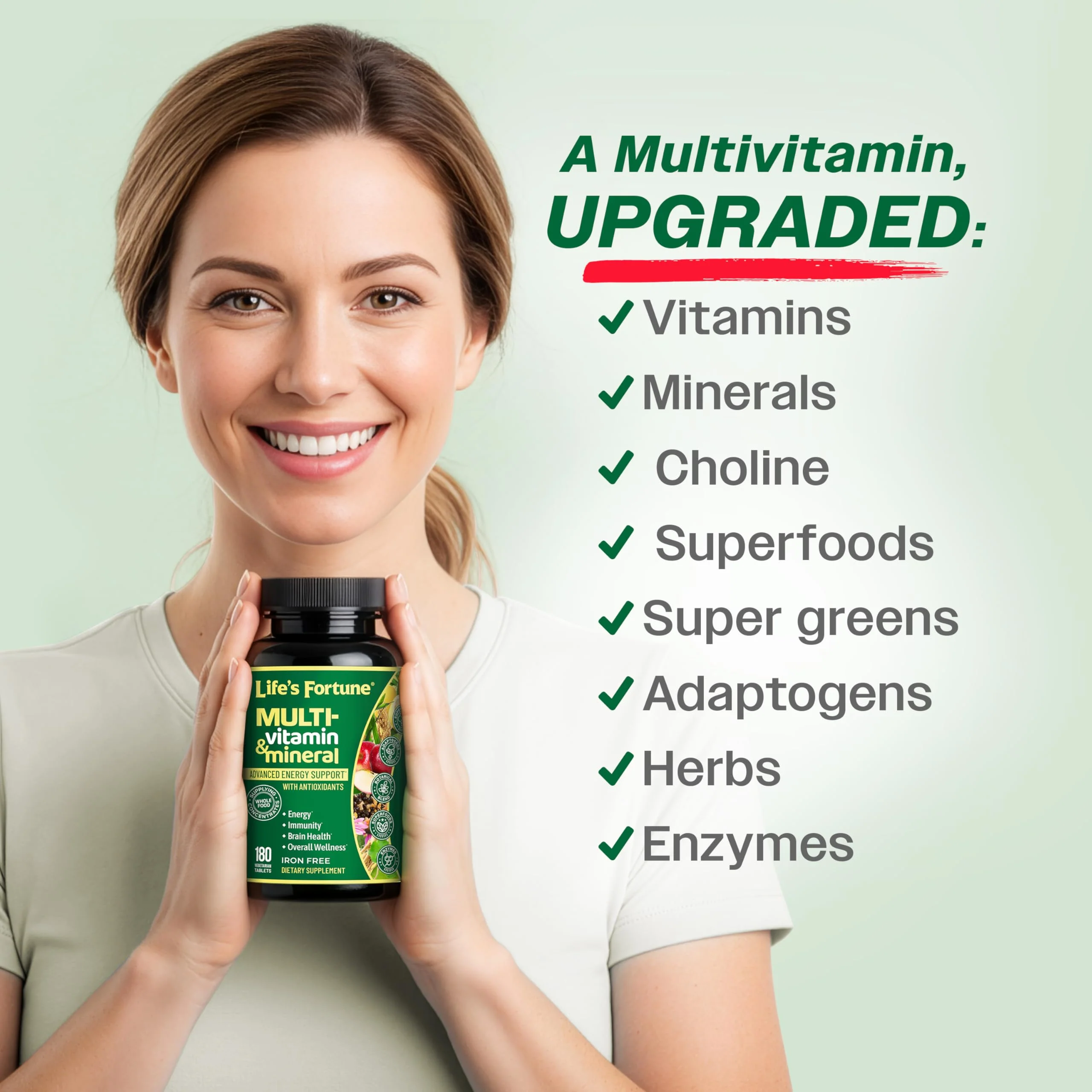Life's Fortune Whole Food Multivitamin & Mineral Supplement for Men & Women – Energy Support Vitamins for Immune, Brain & Metabolism Support – Iron Free, 180 Vegetarian Tablets - Image 7