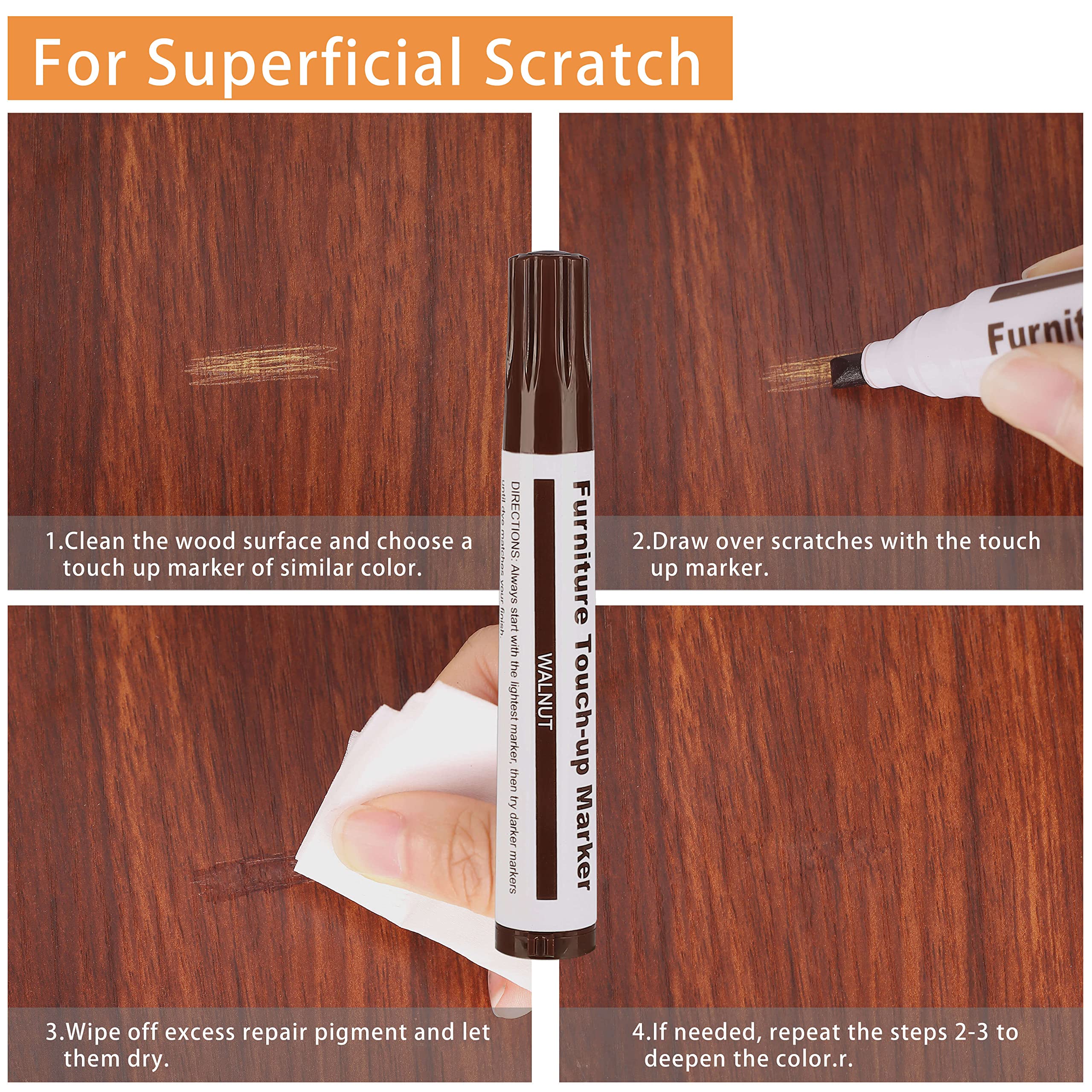 Lifreer Wood Furniture Repair Kit - 40 Pcs Wood Filler, Touch Up Markers with Wax Sticks - for Wood Floors, Stains, Scratches,Tables, Door, Carpenters, Bedposts - Image 6