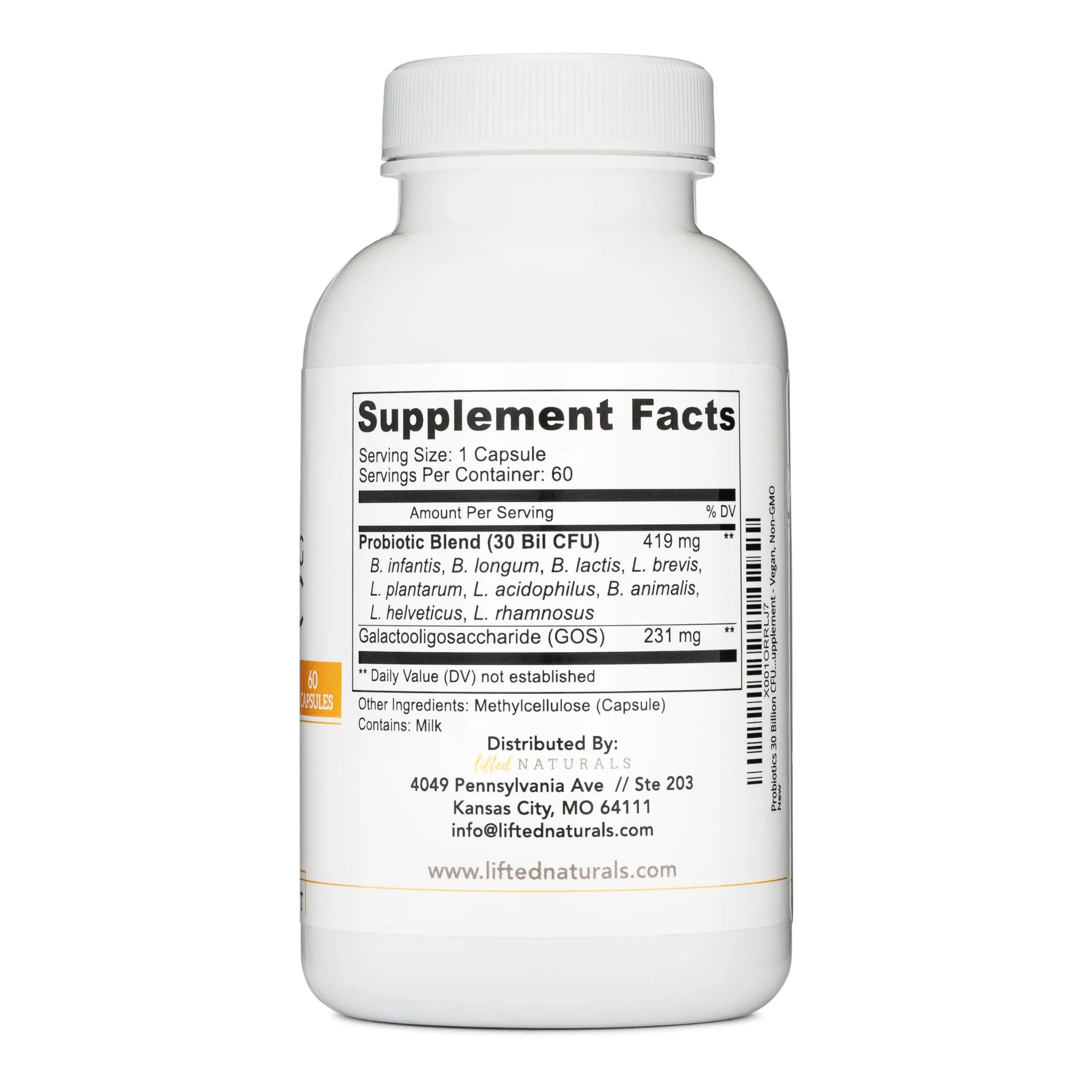 Lifted Naturals Mood Boosting Probiotic 30 Billion CFU - Mood Support Supplement, Prebiotics and Probiotics for Women & Men, Acidophilus Lactobacillus Probiotic, Shelf Stable & Non-GMO, 60 Capsules - Image 3