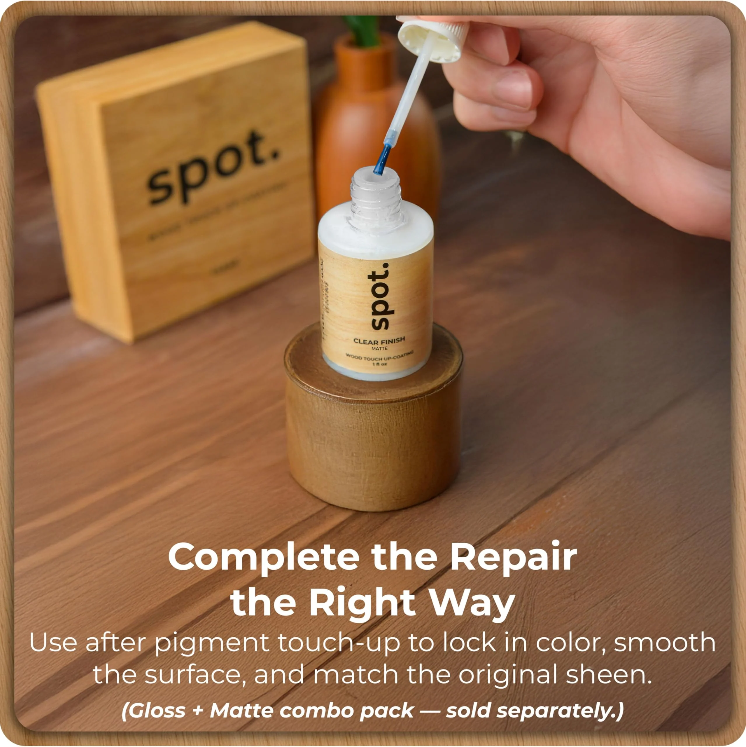 Light Brown Wood Stain Repair Kit, Brush-On Touch-Up Stain Bottles, Golden Oak, Early America, Cherry, Red Oak, Interior and Exterior Wood, 4 fl oz Total by spot. - Image 3