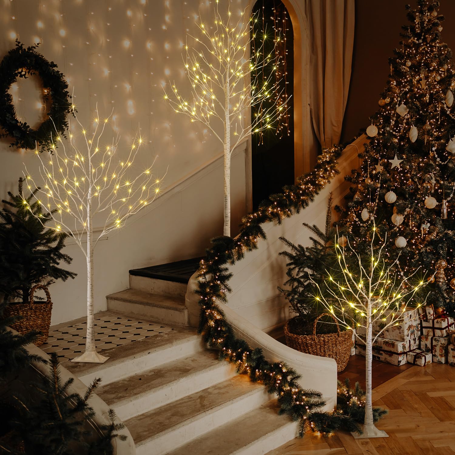 LIGHTSHARE LED Birch Tree Light Set - 4ft, 6ft, 8ft Trees with Warm White Lights - Indoor Outdoor Christmas Wedding Party Decorations (3-Pack) - Image 6