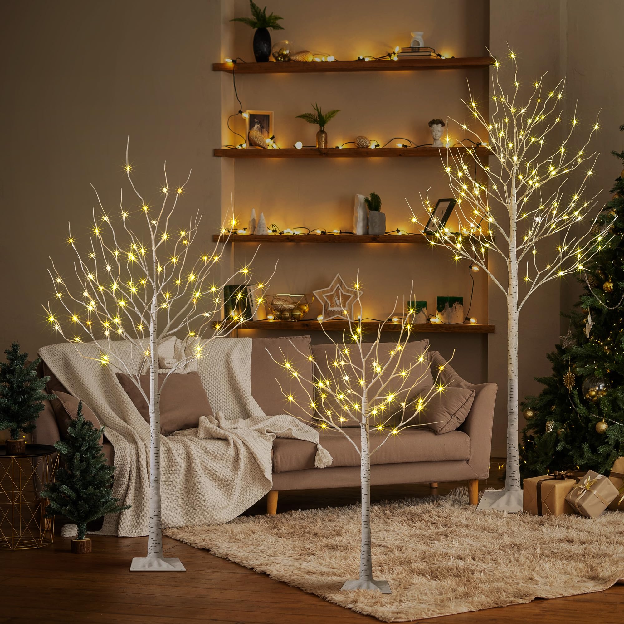 LIGHTSHARE LED Birch Tree Light Set - 4ft, 6ft, 8ft Trees with Warm White Lights - Indoor Outdoor Christmas Wedding Party Decorations (3-Pack) - Image 8