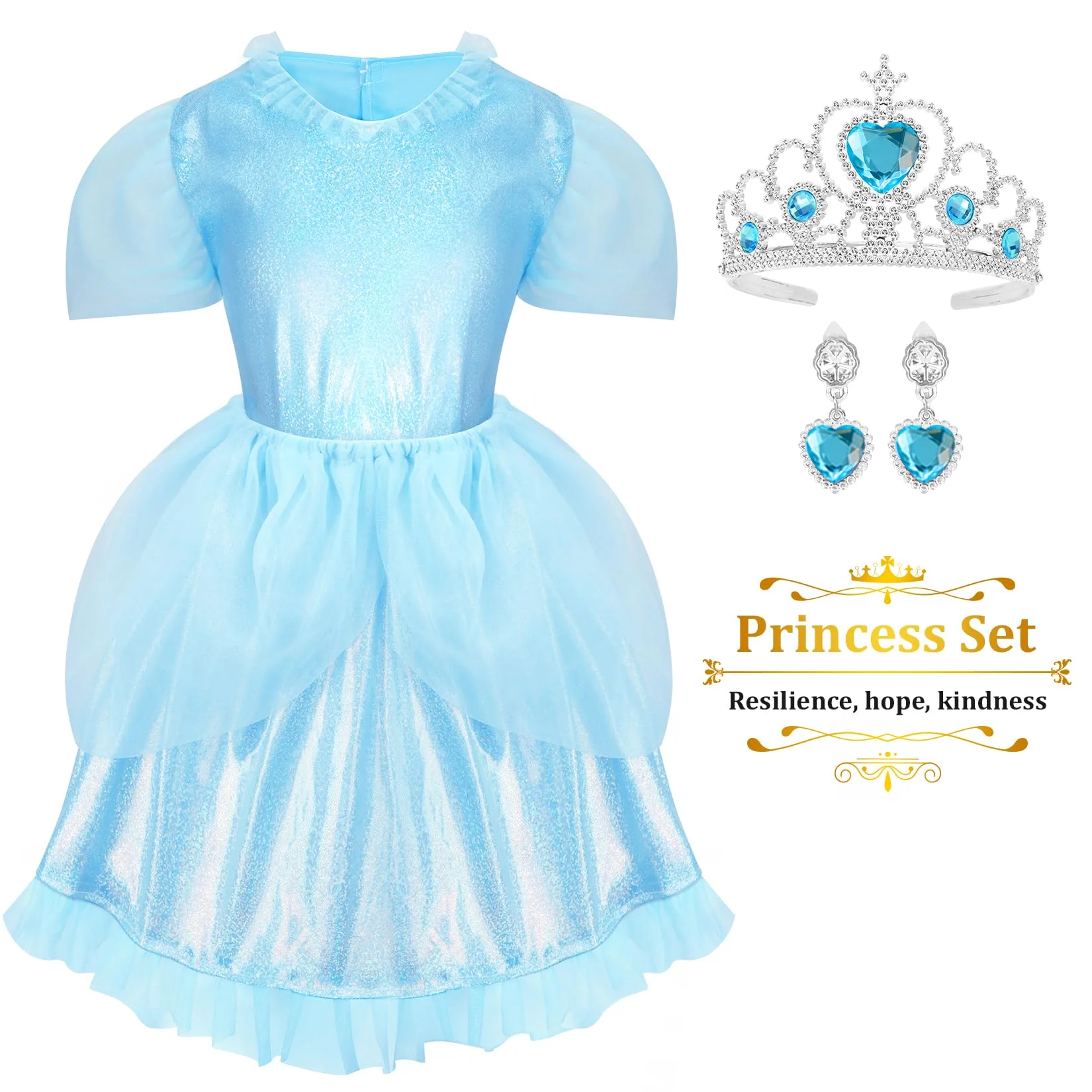 LIMIROLER 18 Pcs Princess Dress Up Clothes for Little Girl Role Play Costume Gift Set, Princess Dress Up Toys for Toddler Girls, Birthday Christmas Party Gifts for Girls Aged 3-6 Years Old - Image 2