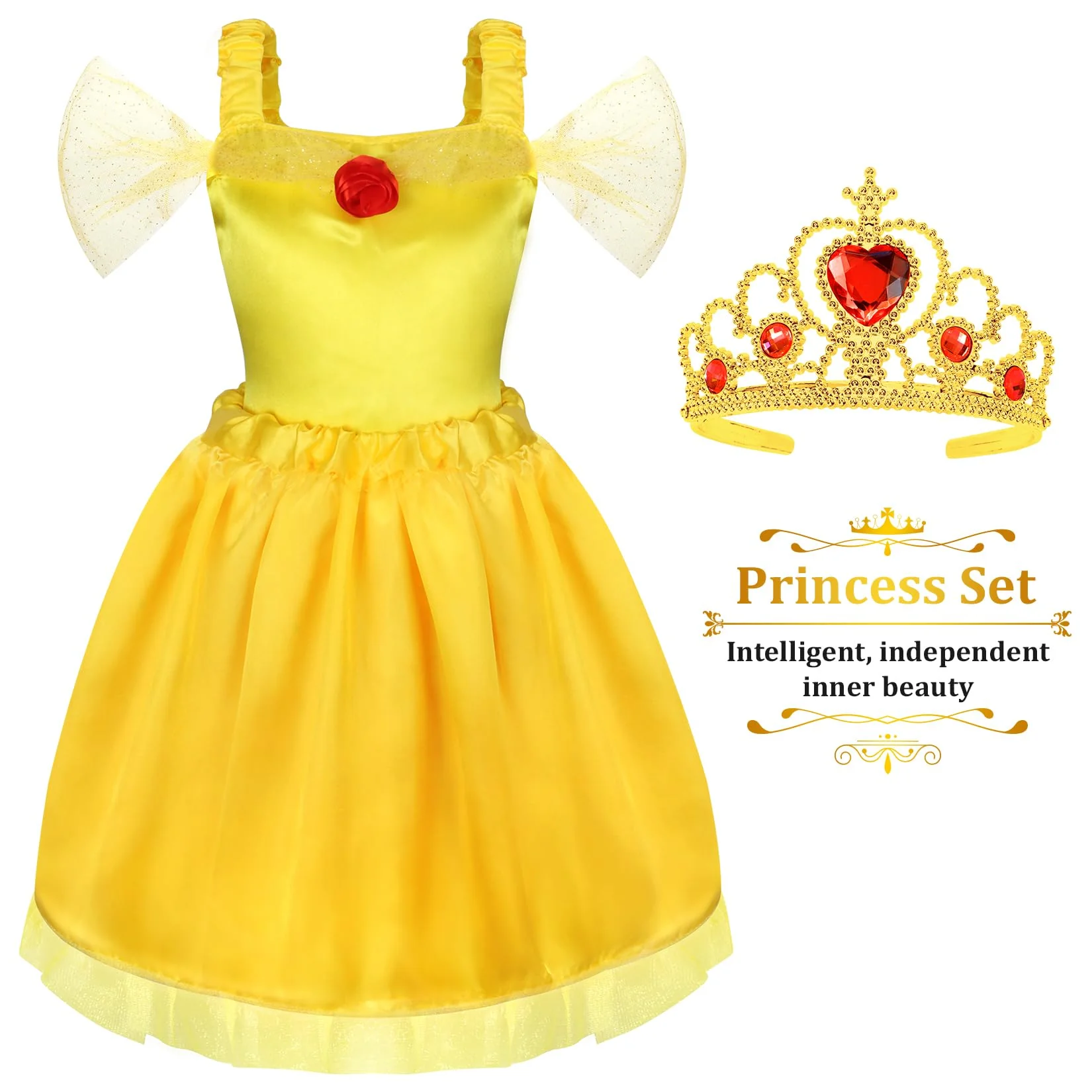 LIMIROLER 18 Pcs Princess Dress Up Clothes for Little Girl Role Play Costume Gift Set, Princess Dress Up Toys for Toddler Girls, Birthday Christmas Party Gifts for Girls Aged 3-6 Years Old - Image 3