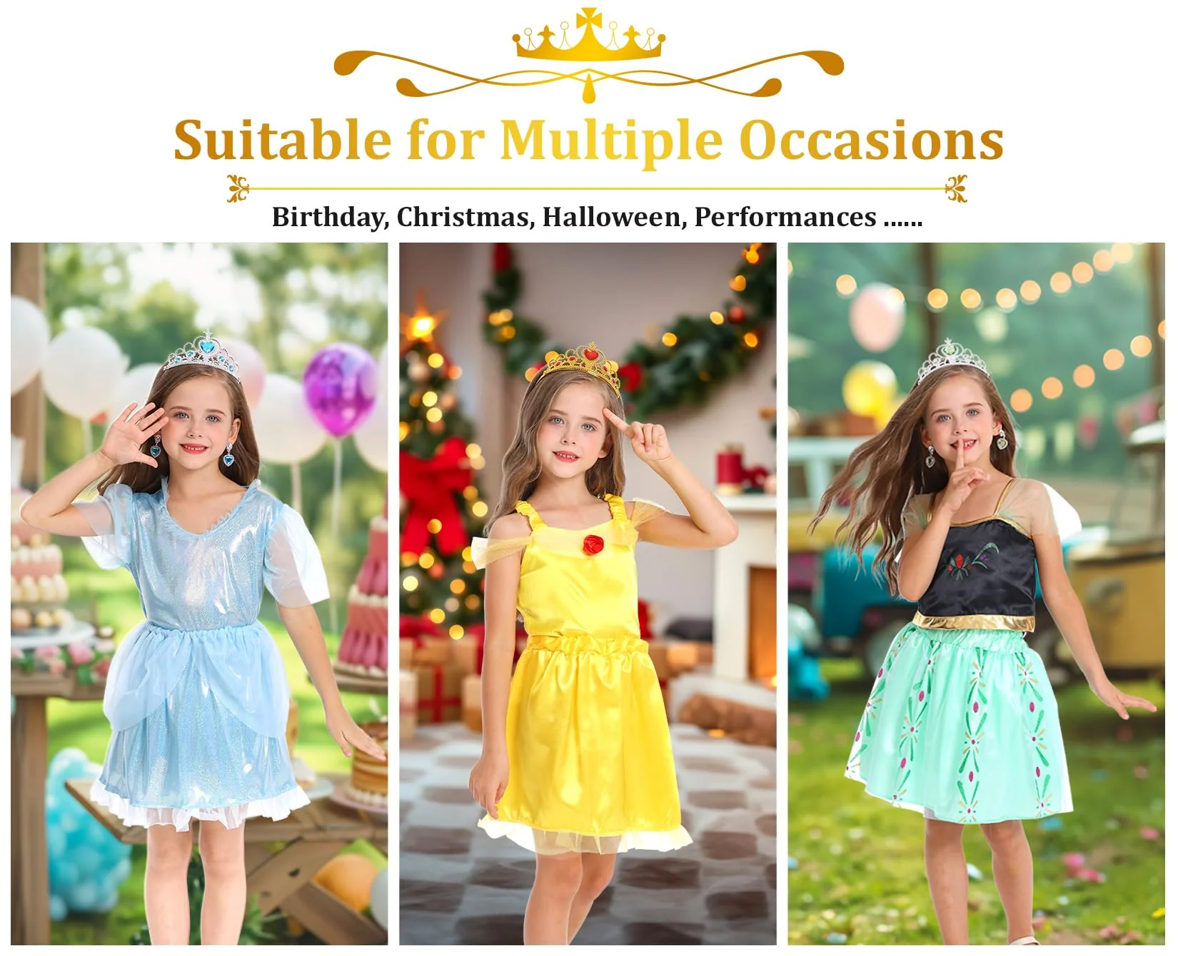 LIMIROLER 18 Pcs Princess Dress Up Clothes for Little Girl Role Play Costume Gift Set, Princess Dress Up Toys for Toddler Girls, Birthday Christmas Party Gifts for Girls Aged 3-6 Years Old - Image 7