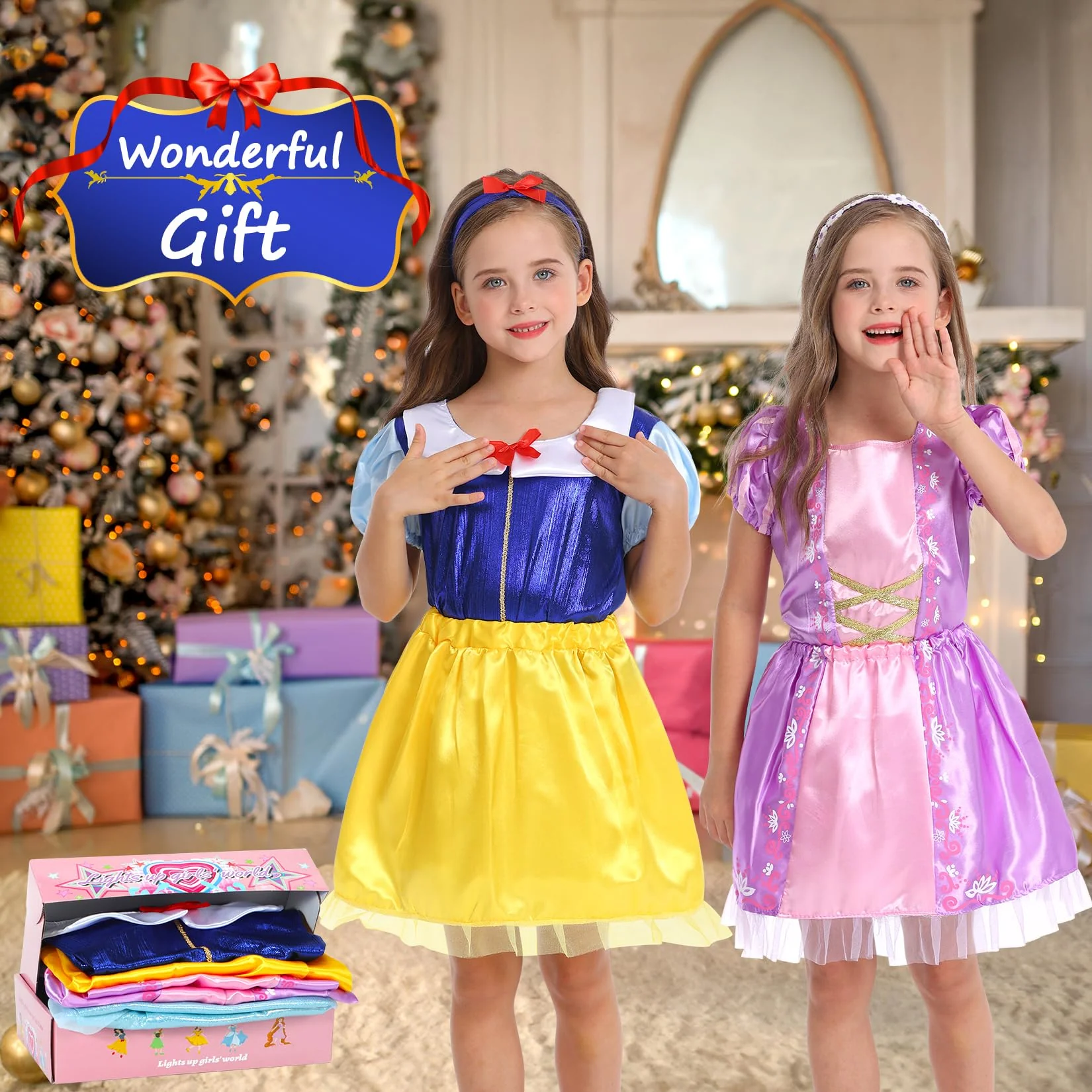 LIMIROLER 18 Pcs Princess Dress Up Clothes for Little Girl Role Play Costume Gift Set, Princess Dress Up Toys for Toddler Girls, Birthday Christmas Party Gifts for Girls Aged 3-6 Years Old - Image 8