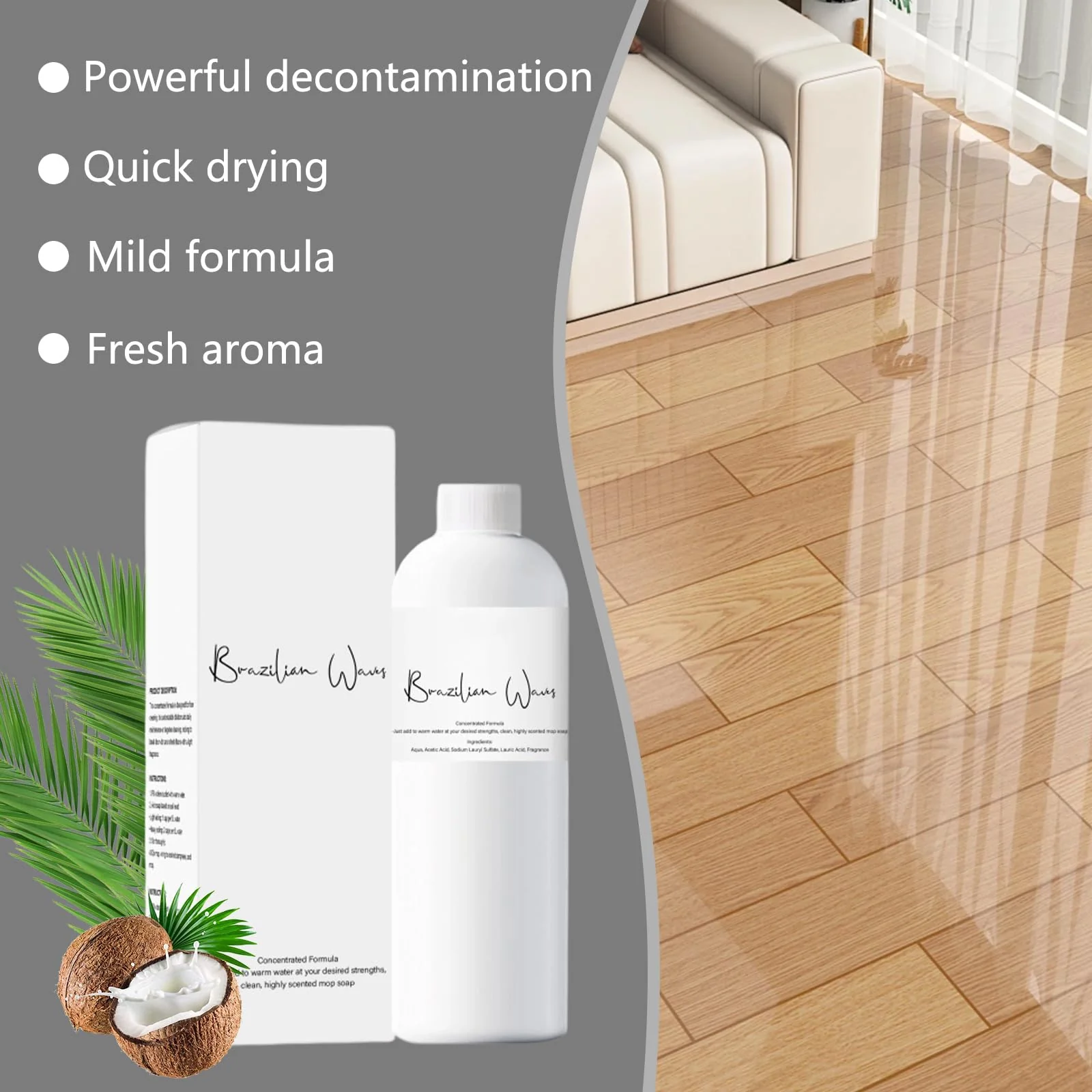 LINARTS New Brazilian Waves Mop Soap, Mop Soap For Floor Cleaning, MopSoap Brazilian Wave, Multisurface Bathroom & Kitchen Cleaner Supplies (2pcs*120ML) - Image 4