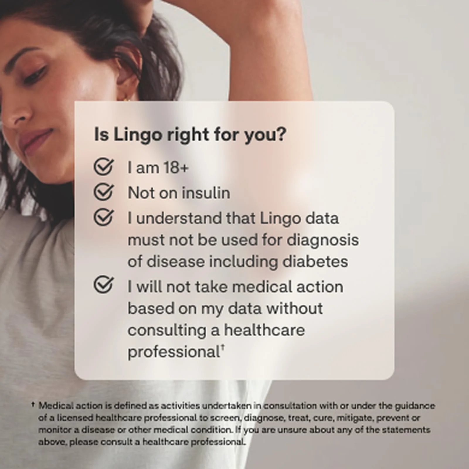 Lingo Continuous Glucose Monitor (CGM). Made by Abbott. Optimize Your Nutrition with Real-time Glucose Data & Insights. 1 Lingo biosensor lasts up to 14 Days*. Works with iOS and Android. US Only. - Image 2