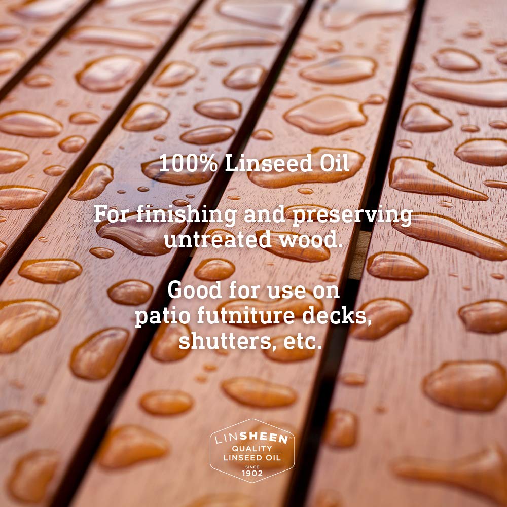 LinSheen Raw Linseed Oil – Flaxseed Wood Treatment Conditioner to Rejuvenate, Restore and Condition Wood Patio Furniture, Decks to Kitchen Cutting Boards, 32 oz Bottle - Image 2