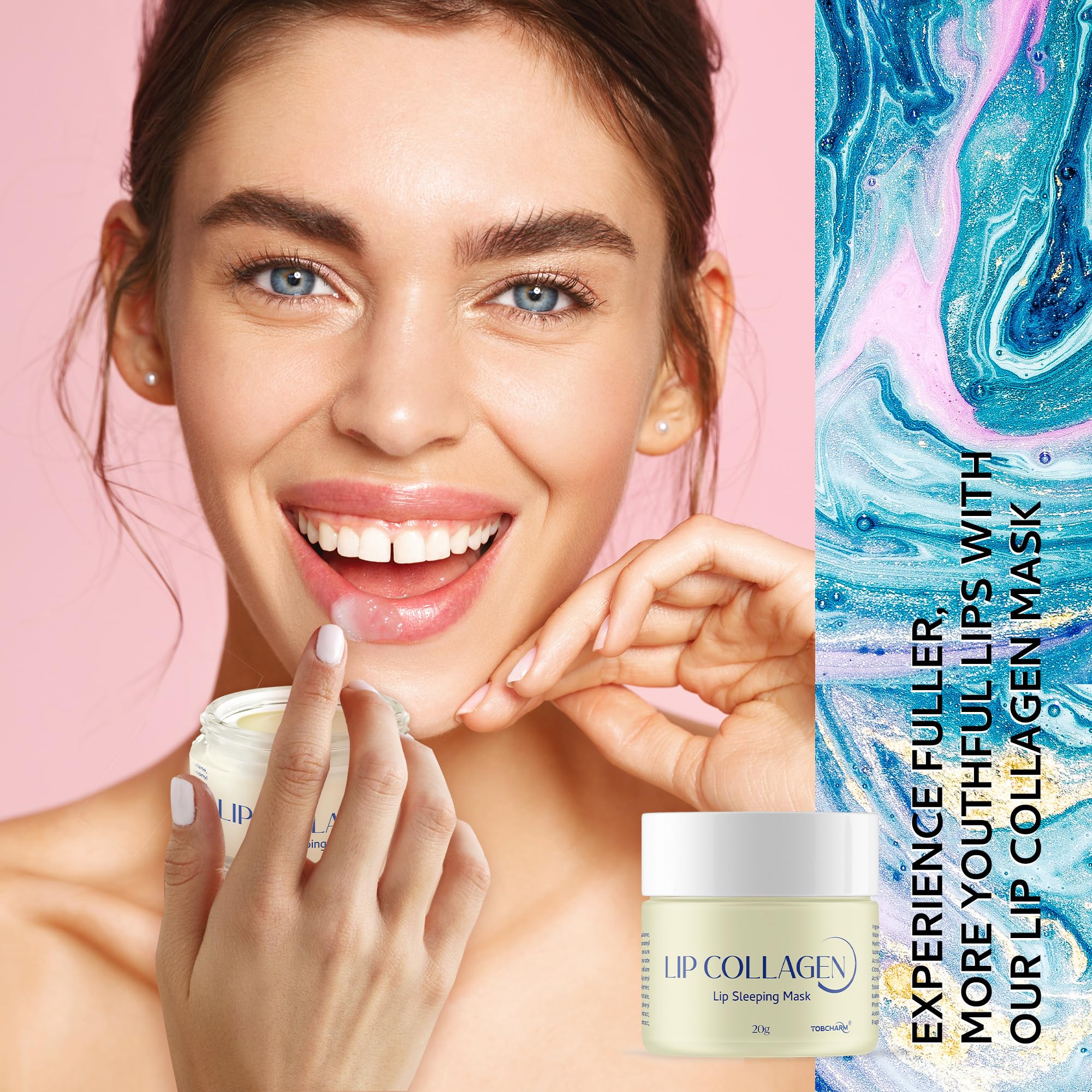 Lip Sleeping Mask (20g), Collagen Lip Mask Overnight, Lip Plumper with Hyaluronic Acid, Peptide Complex Lip Balm for Lip Wrinkle Repair and Plumping, Natural Hydration for Smooth Lips - Image 3
