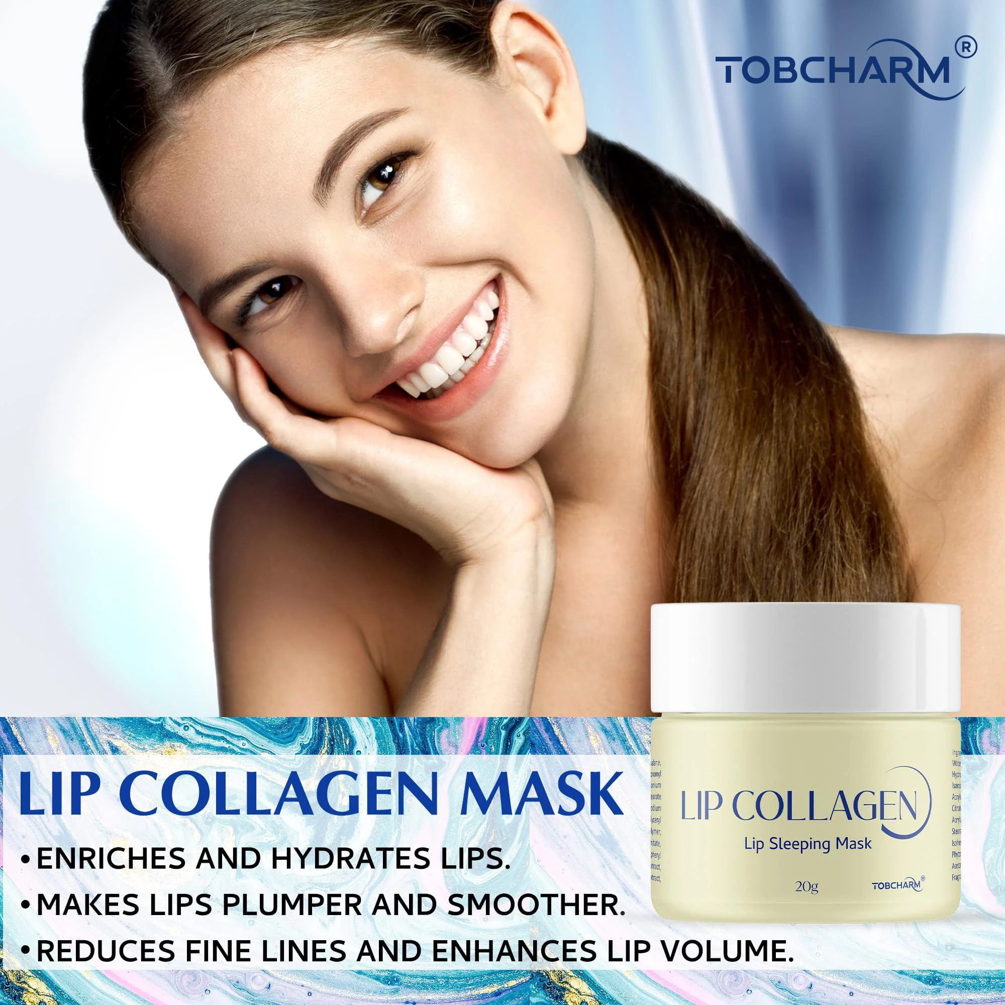Lip Sleeping Mask (20g), Collagen Lip Mask Overnight, Lip Plumper with Hyaluronic Acid, Peptide Complex Lip Balm for Lip Wrinkle Repair and Plumping, Natural Hydration for Smooth Lips - Image 7