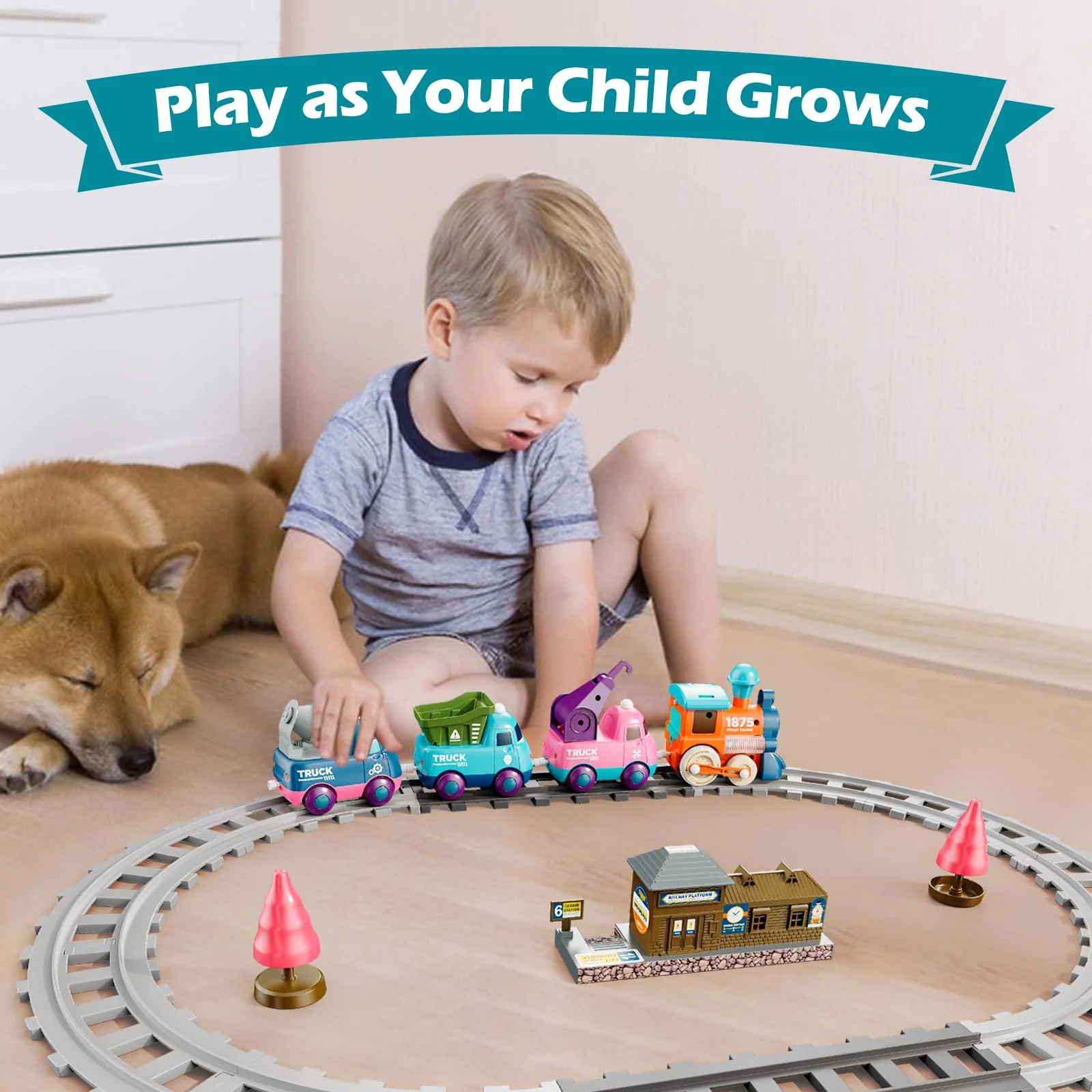 Lipneaed Train Set for Toddlers, Magnetic Train Toys for Toddlers 3+, 4pcs Trucks Toy Train for Boys and Girls, Birthday Christmas Toy Gifts for 3 4 5 6 7 8 Years Old - Image 4