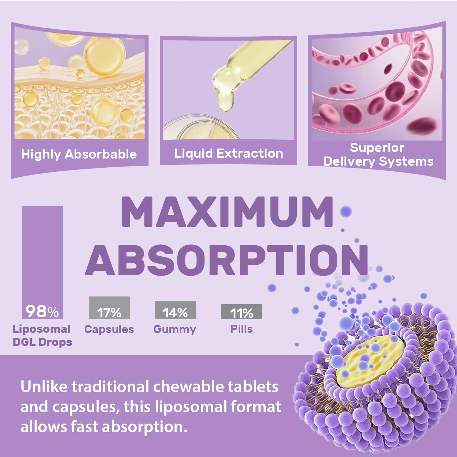 Liposomal DGL Licorice Root Extract - Deglycyrrhizinated Licorice with L-Glutamine, Marshmallow, Clove, and Slippery Elm - Digestive, Stomach Lining, Elimination, Max Absorption, 60 Servings - Image 5