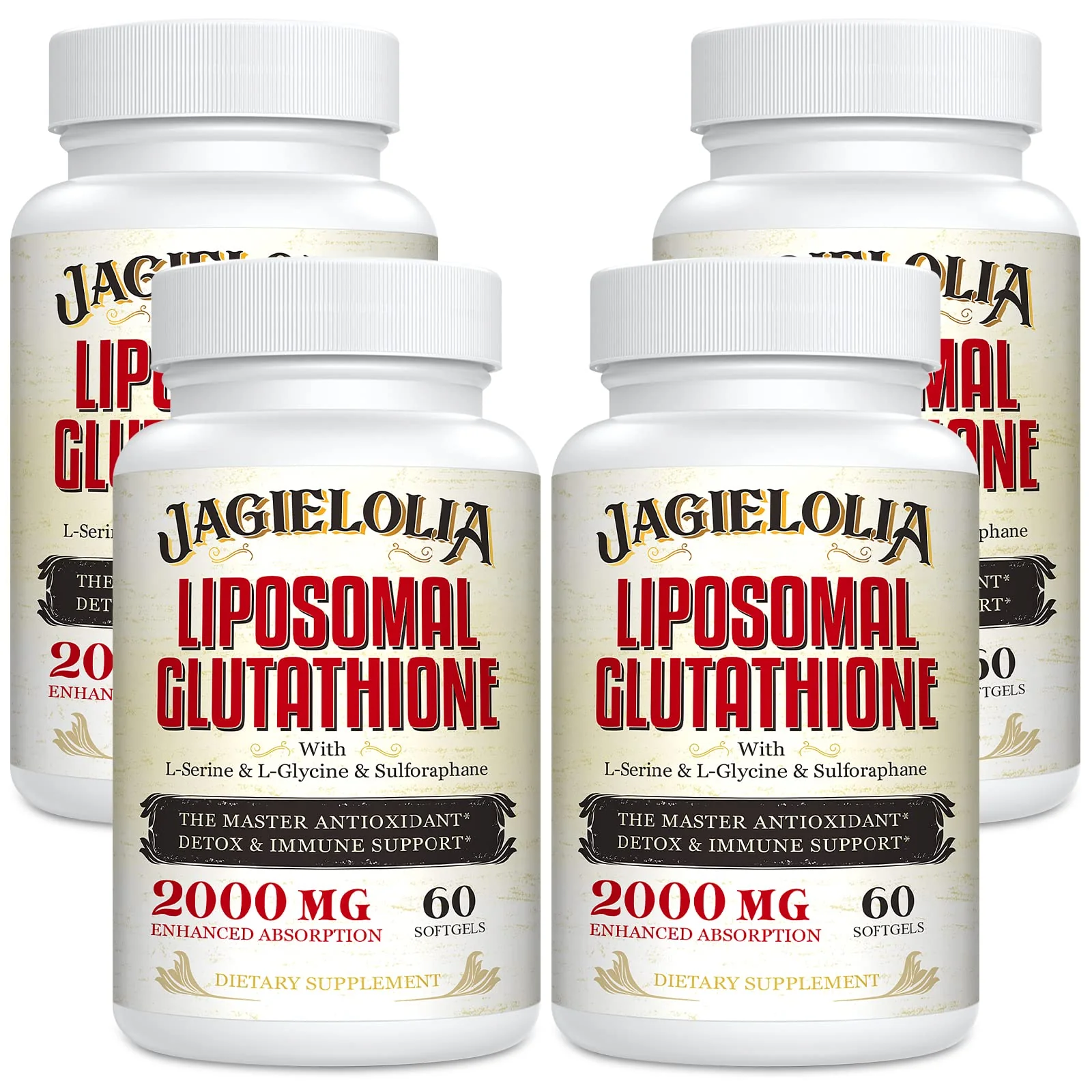 Liposomal Glutathione 2000 mg with L-Serine, L-Glycine & Sulforaphane – Active L-Glutathione Unique Formulation to Enhance Absorption - Master Antioxidant, Detoxifying & Immune | 240 Softgels