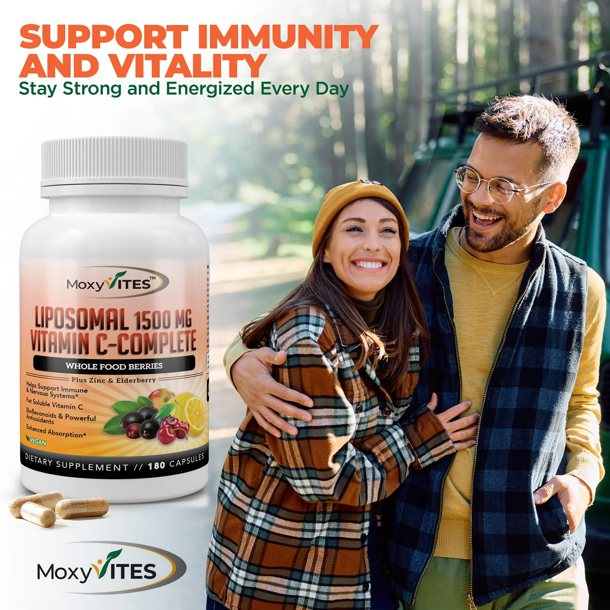 Liposomal Vitamin C with Zinc Capsules - Vit C Organic Elderberry, Amla, Camu Camu- Vitamina C High Absorption, Anti Aging, Immune Support,1500mg/Serving 3 Month Supply Gluten Free NON GMO Veggie Caps - Image 2
