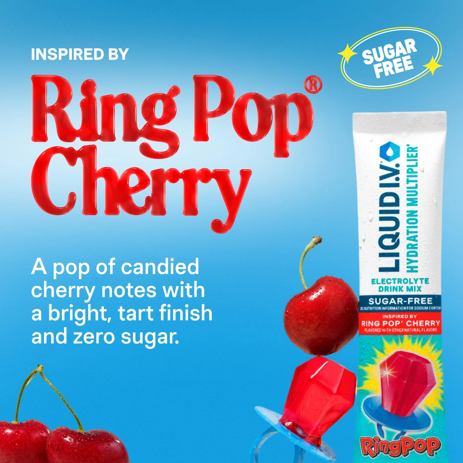 Liquid I.V.® Hydration Multiplie® Sugar-Free - Ring Pop Cherry | Electrolyte Powder Drink Mix | 1 Pack (14 Servings) - Image 2