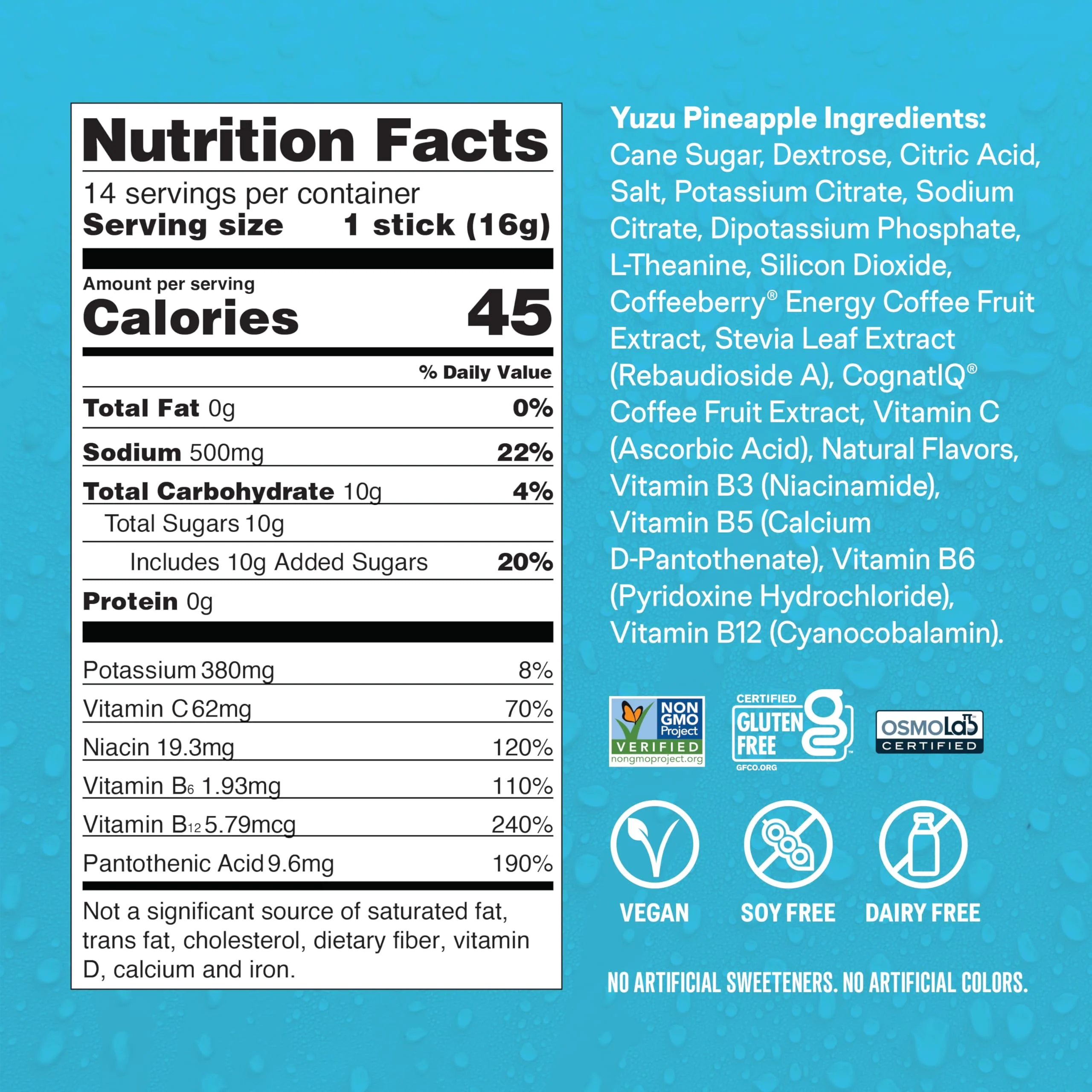 Liquid I.V.® Hydration Multiplier +Energy - Yuzu Pineapple | Electrolyte Powder Drink Mix | 1 Pack (14 Servings) - Image 2