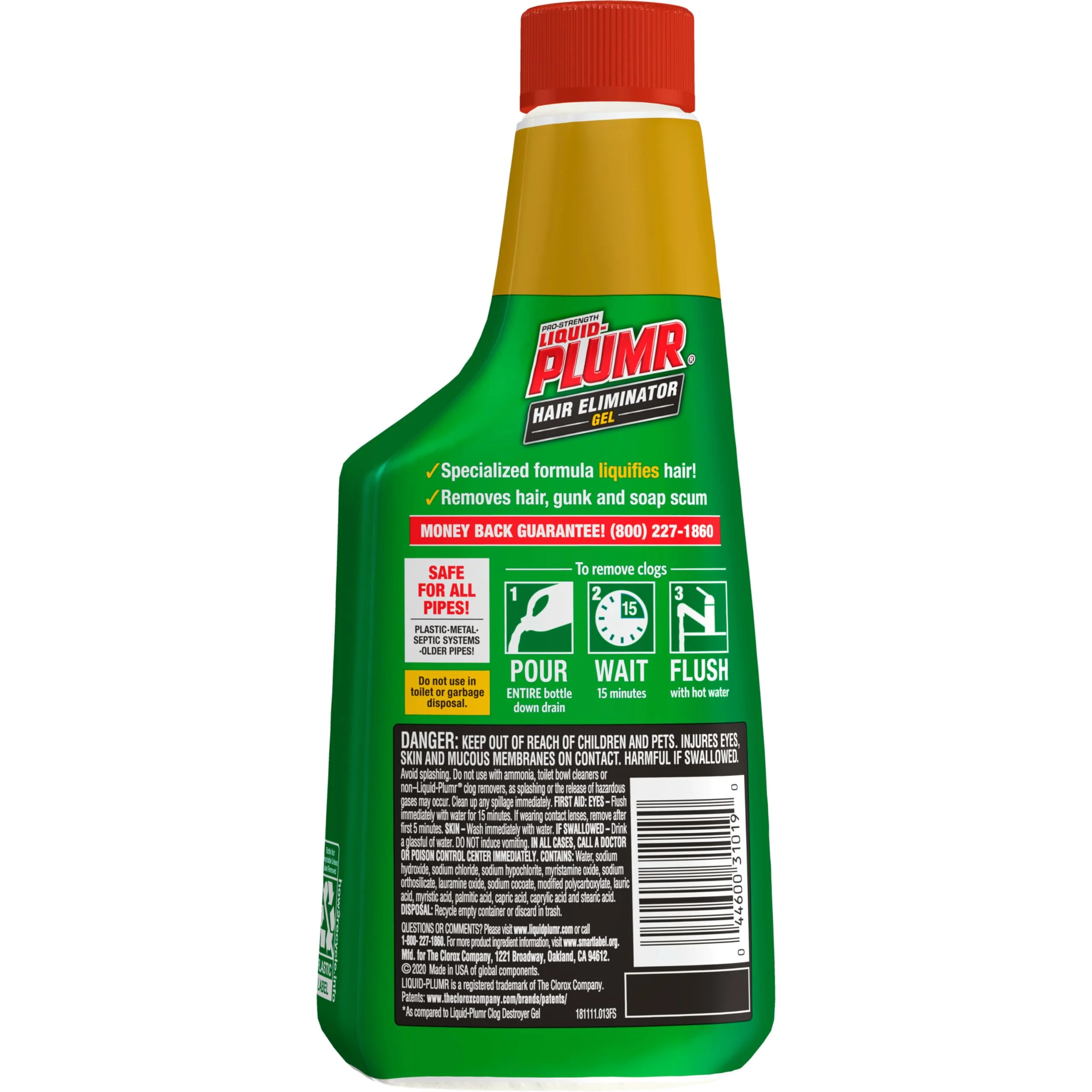 Liquid-Plumr Pro-Strength Hair Eliminator Gel Clog Remover, Hair Clog Remover and Drain Opener, Safe for All Septic Systems and Pipes, 16 fl. oz. Bottle - Image 8
