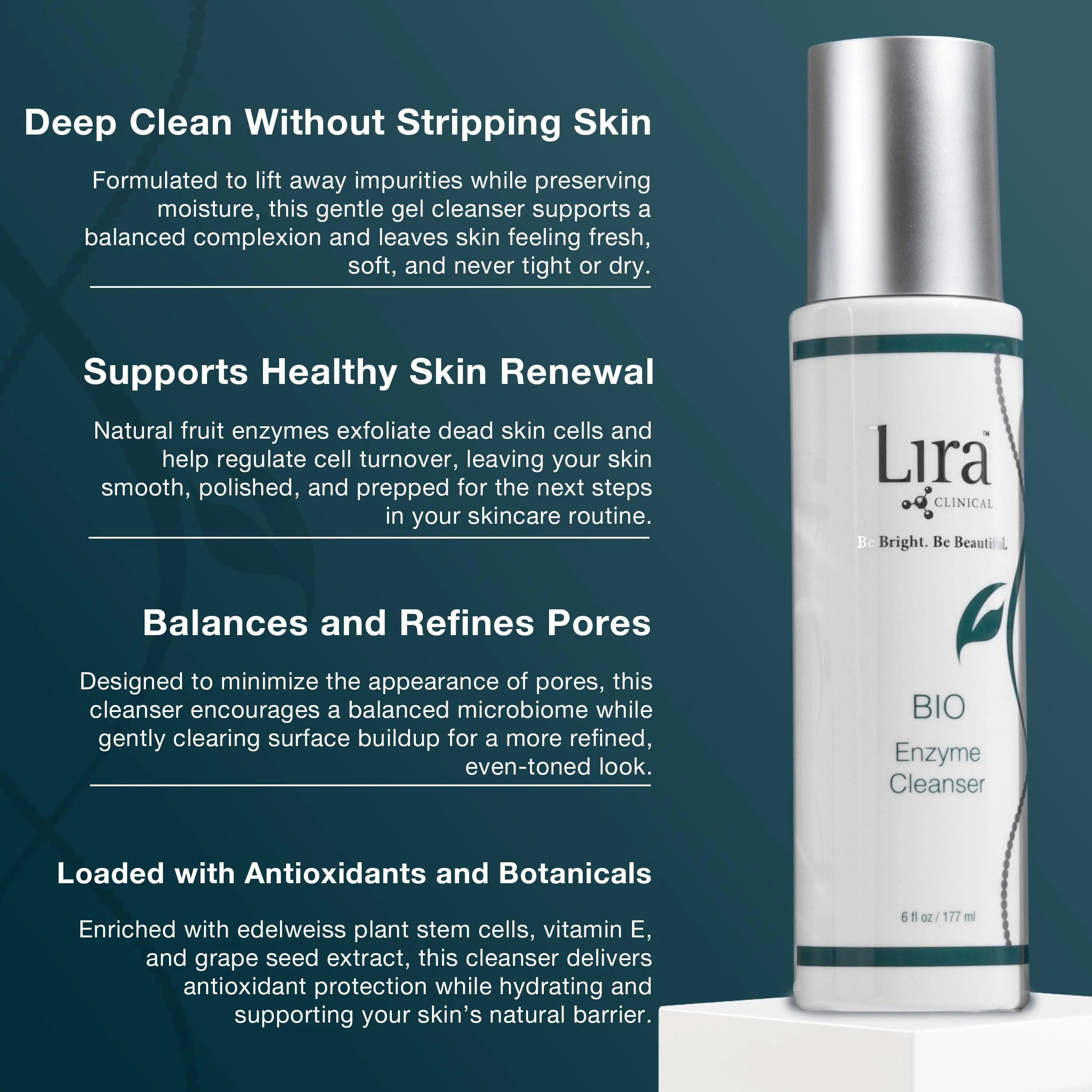 Lira Clinical BIO Enzyme Cleanser for Sensitive Skin Control - Papaya Enzyme Gel Face Wash - Hydrophilic Exfoliating Facial Cleanser - Deep Cleansing Skincare with Hydrating Care - 6 Oz - Image 6