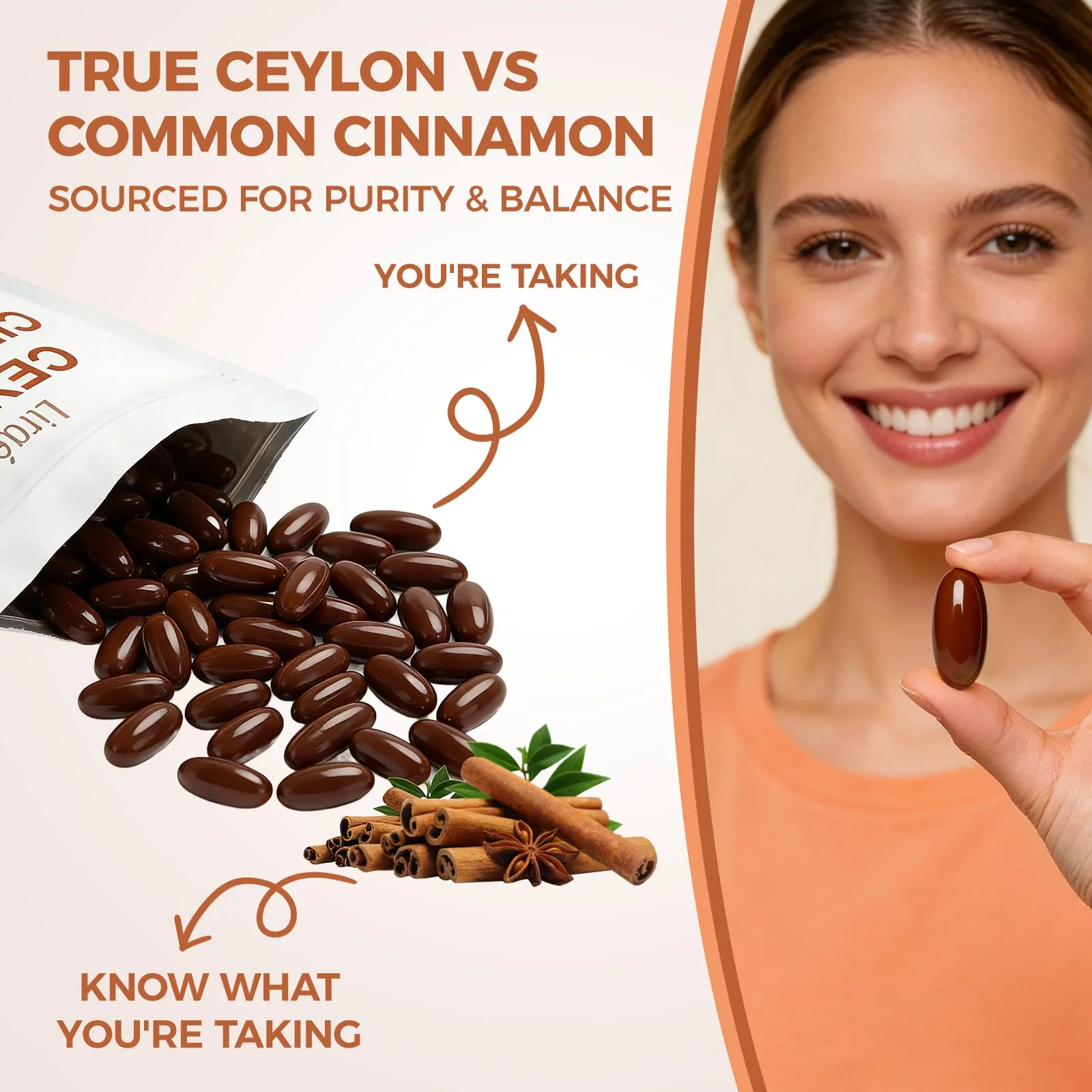 LIRAE Ceylon Cinnamon Ceylon Cinnamon Soft Gels Equivalent with Mct Oil, Highly Bioavailable Herbal Extract | Non-GMO, Gluten Free | 300 Softgel (2) - Image 2