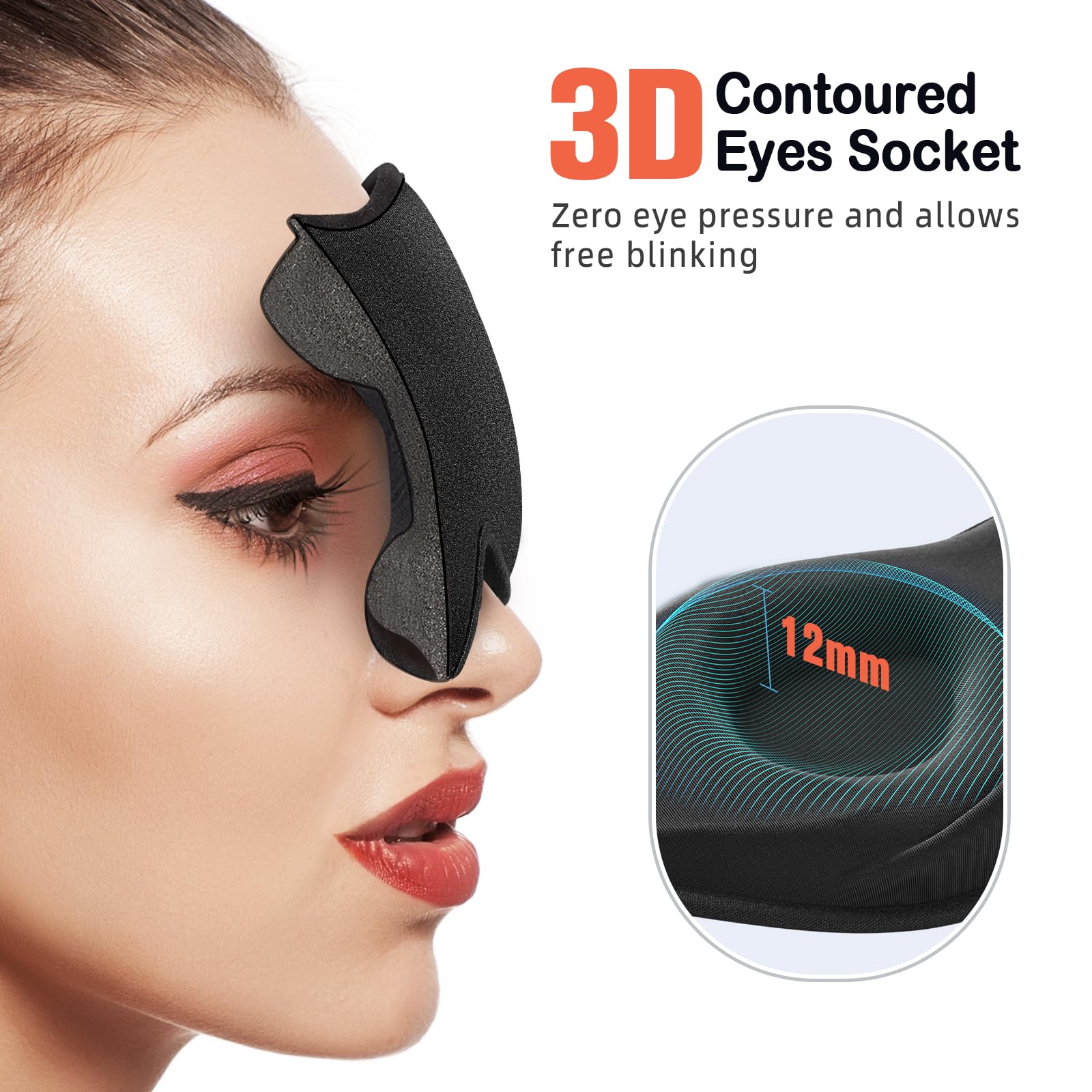 LitBear Sleep Mask for Side Sleeper Women Men, Eye Mask for Sleeping Light Blocking, 3D Contoured Cup Sleeping Mask, Soft Breathable Sleep Eye Mask with Adjustable Elastic Strap for Travel - Image 4