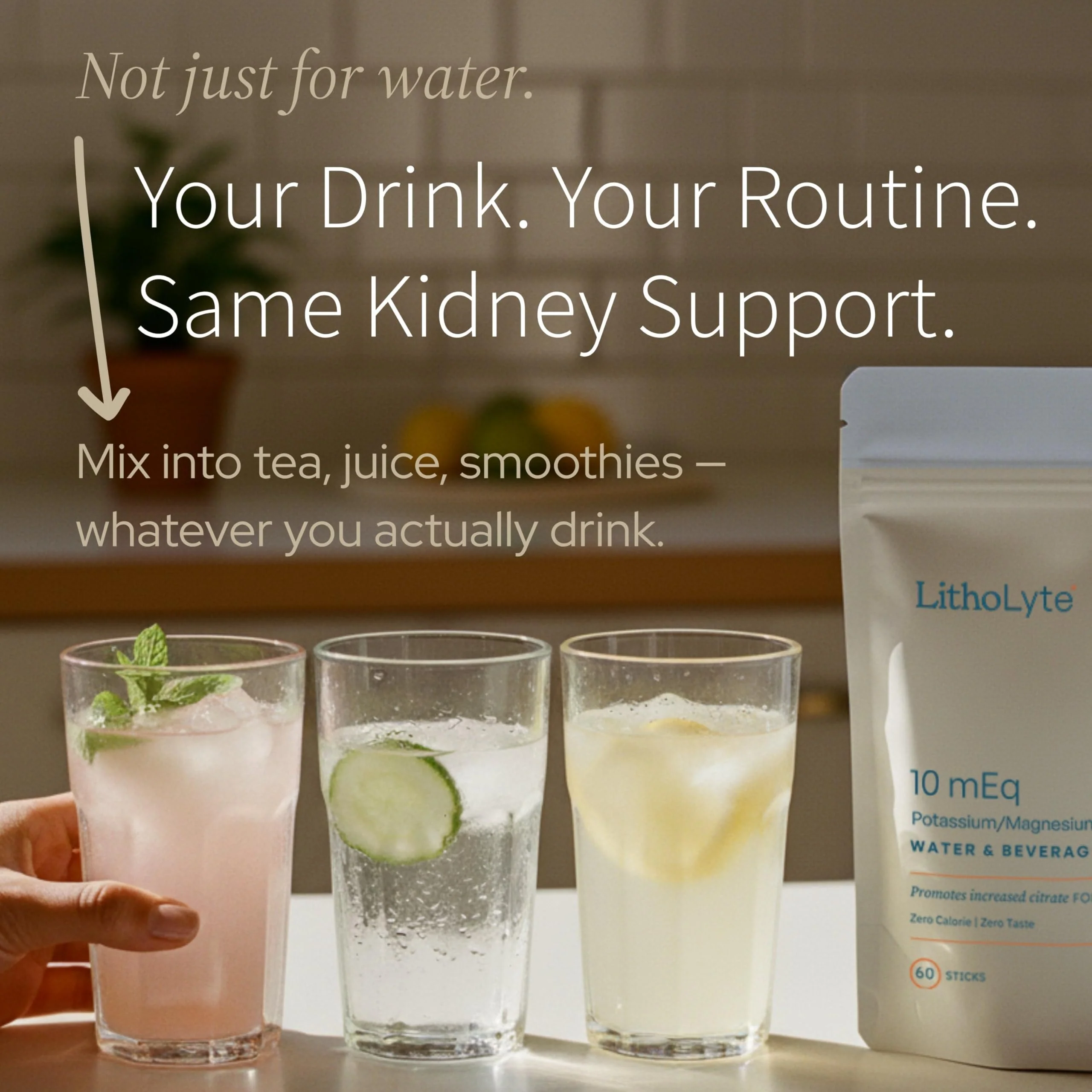LithoLyte 10mEq | Water & Beverage Enhancer for Kidney Health | Citrate & Electrolytes for Kidney Protection | Science-Based Support Beyond Cleanse, Detox, or Stone Dissolver Supplements | 60 Sticks - Image 6