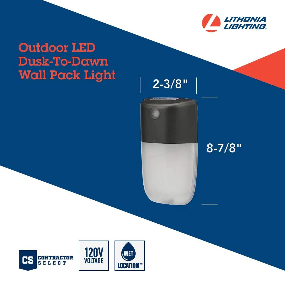 Lithonia Lighting OVWP LED 40K 120 PE DDB M4 Outdoor OVWP LED Dusk-to-Dawn Wall Sconce in Bronze, 14 Watts, 1240 Lumens - Image 9