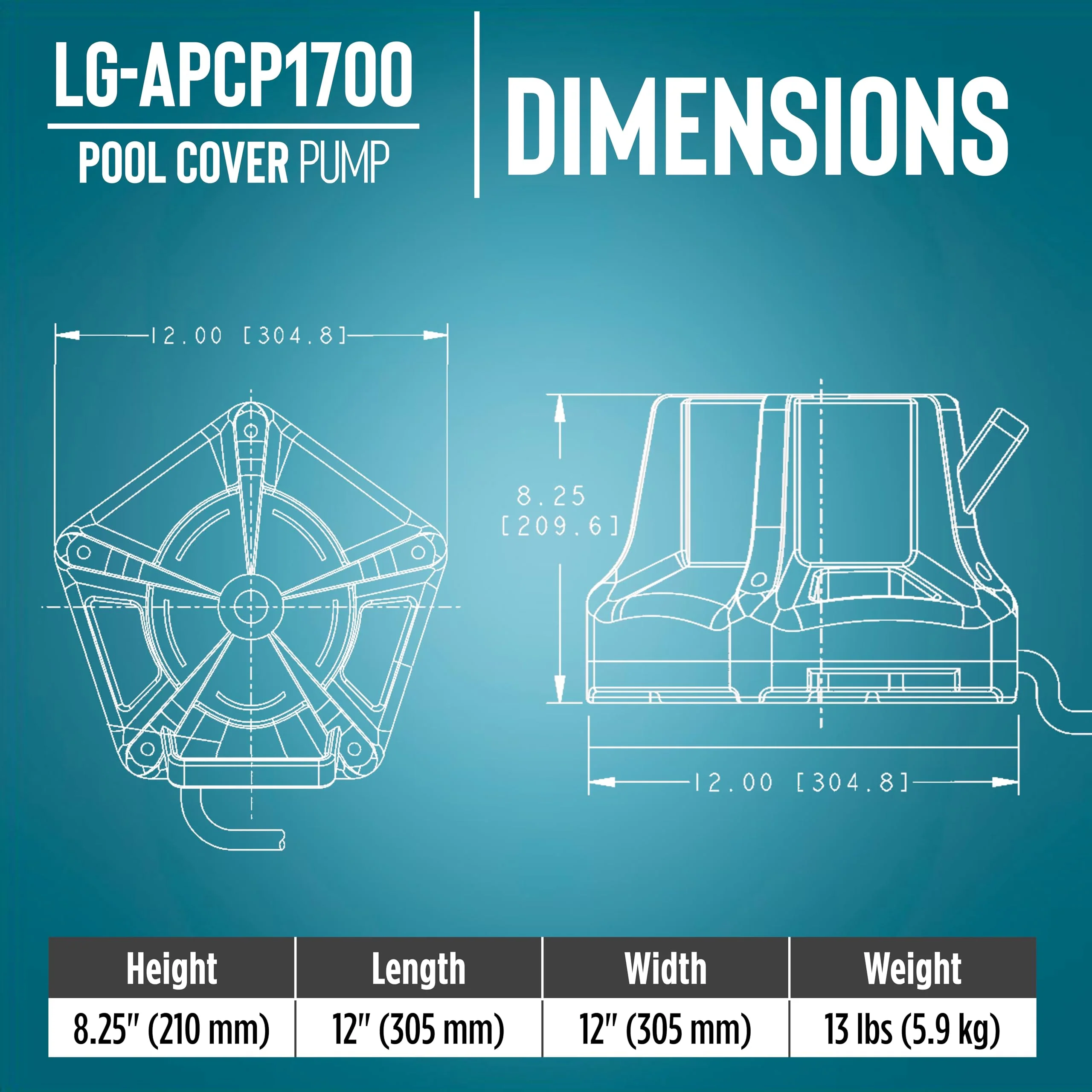Little Giant Select Series LG-APCP1700 1/3 HP, 1745 GPH, Automatic, Submersible, Swimming Pool Cover Pump with 25-Ft. Cord, Dark Blue, 14942691 - Image 11