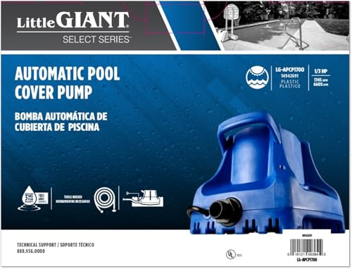 Little Giant Select Series LG-APCP1700 1/3 HP, 1745 GPH, Automatic, Submersible, Swimming Pool Cover Pump with 25-Ft. Cord, Dark Blue, 14942691 - Image 3