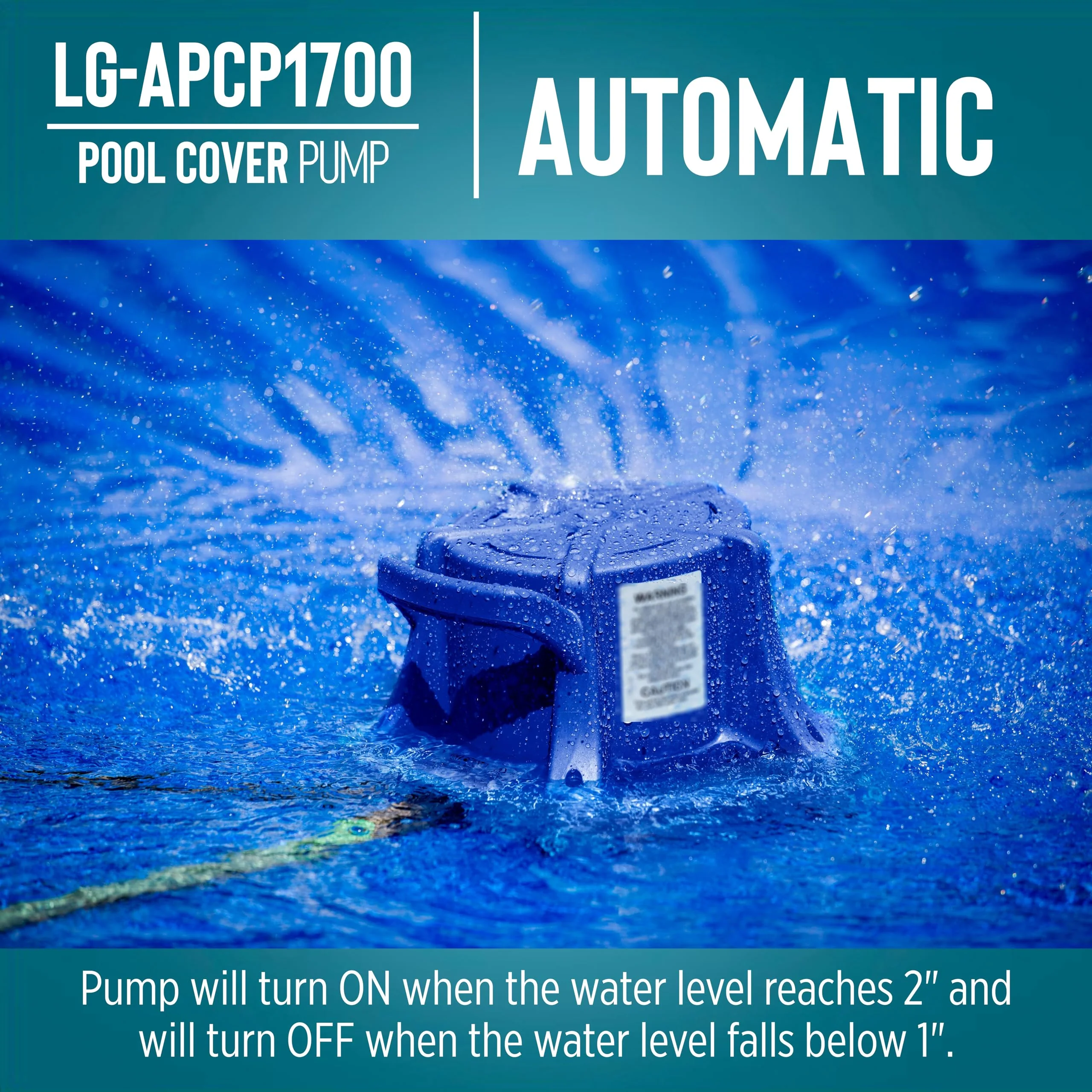 Little Giant Select Series LG-APCP1700 1/3 HP, 1745 GPH, Automatic, Submersible, Swimming Pool Cover Pump with 25-Ft. Cord, Dark Blue, 14942691 - Image 8