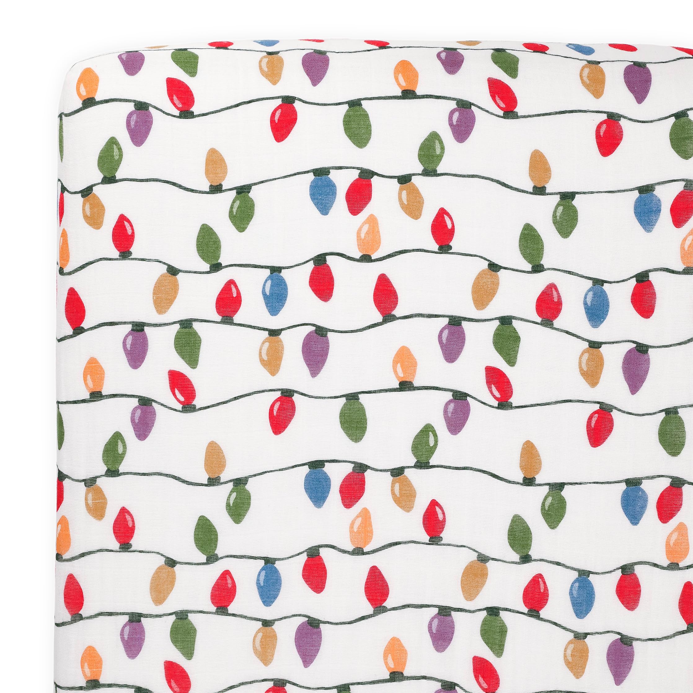 Little Unicorn Fitted Crib Sheet | 100% Cotton Muslin | Super Soft | Sized for Standard Baby Crib & Toddler Mattress | Machine Washable | 52��� x 28��� x 6��� (Christmas Bulbs)